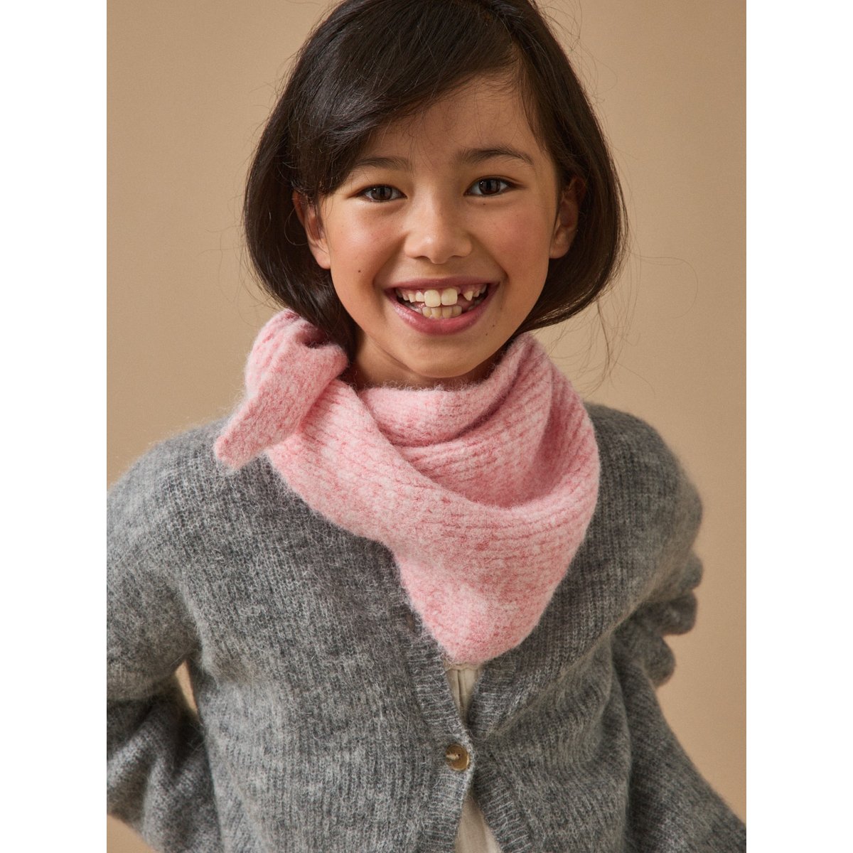Foulard triangle chiné rose, CYRILLUS