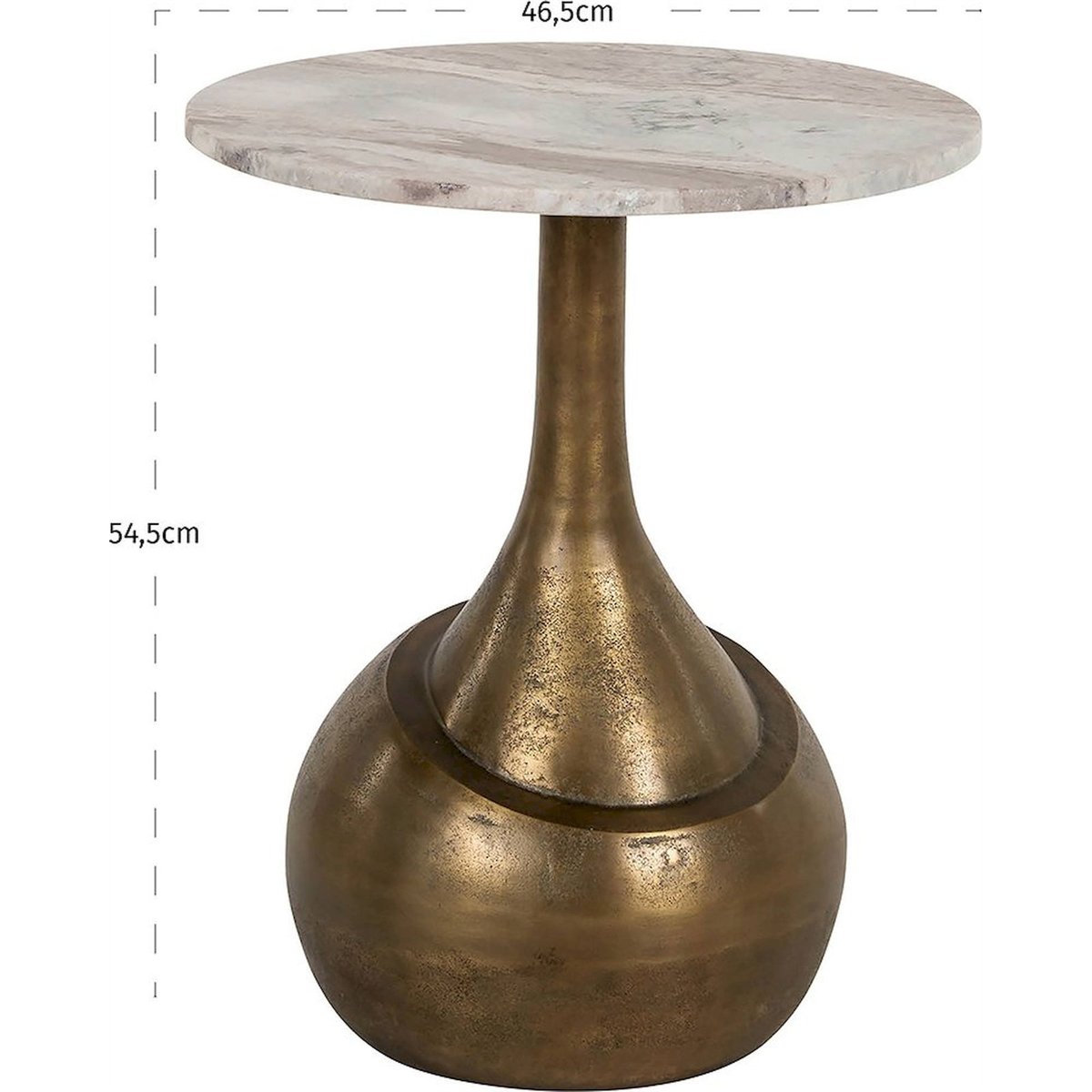 Table d'appoint ronde en marbre et laiton brossé laiton brossé et marbre blanc, RECOLLECTION