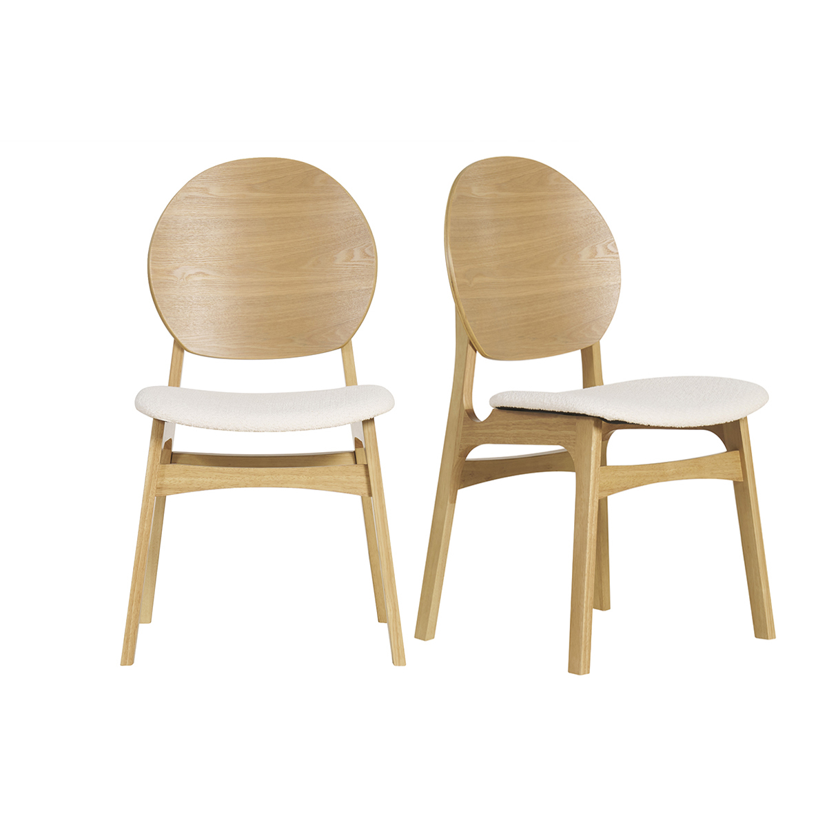 Chaises scandinaves (lot de 2) ELTON bois clair / blanc, MILIBOO
