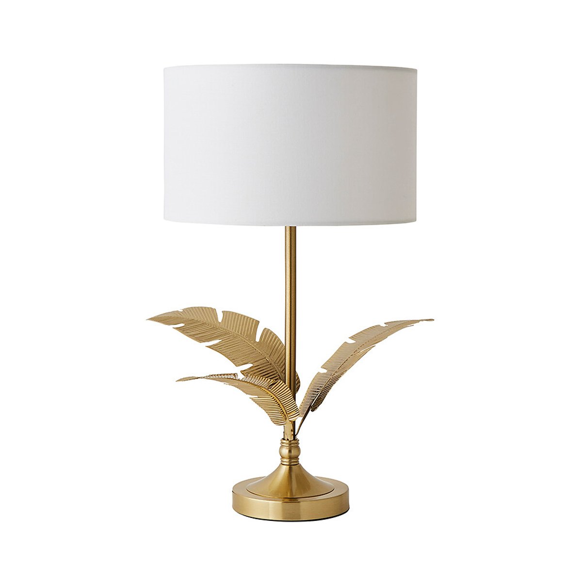 Chrissy Gold Palm Leaf Table Lamp with Fabric Drum Shade white, SO'HOME