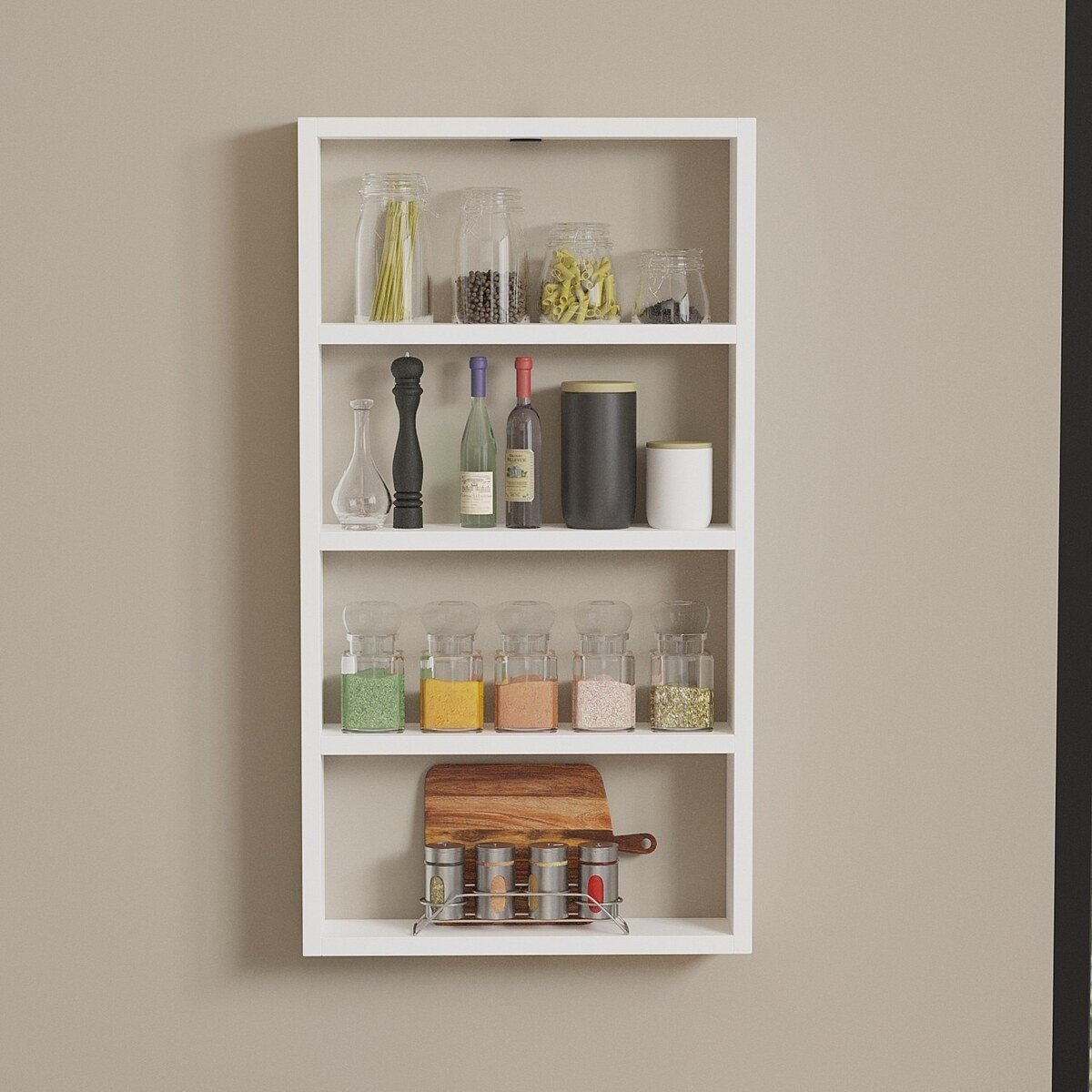 Etagère murale 4 tablettes H80 cm - LYA blanc, CALICOSY