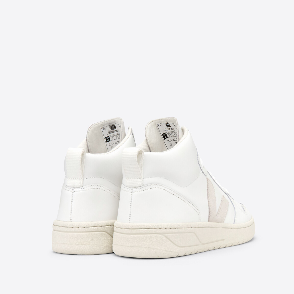 V-15 High Top Trainers in Leather white, VEJA