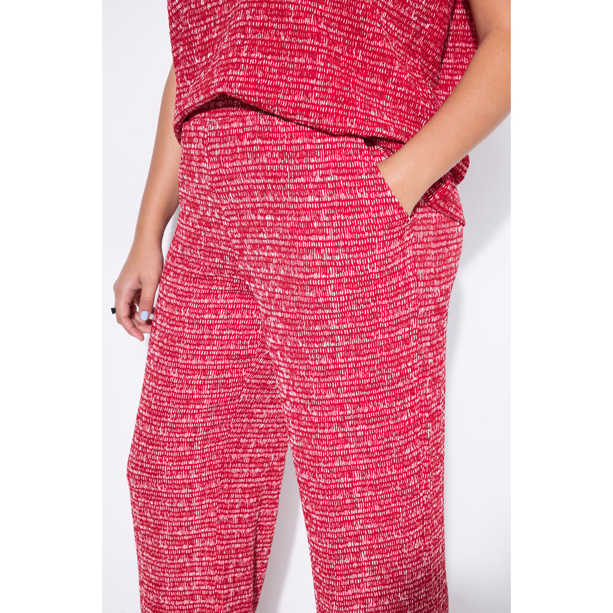 Pantalon large à taille élastique rouge pomme, STUDIO UNTOLD