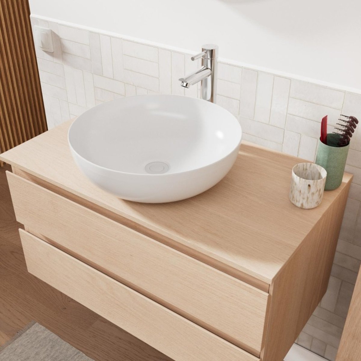Meuble simple vasque décor chêne 80 cm SORRENTO chêne, MOB IN