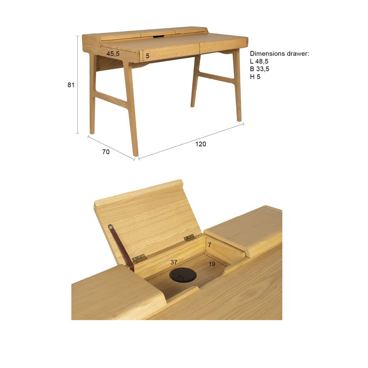 Bureau en bois, KAAT bois, ZUIVER