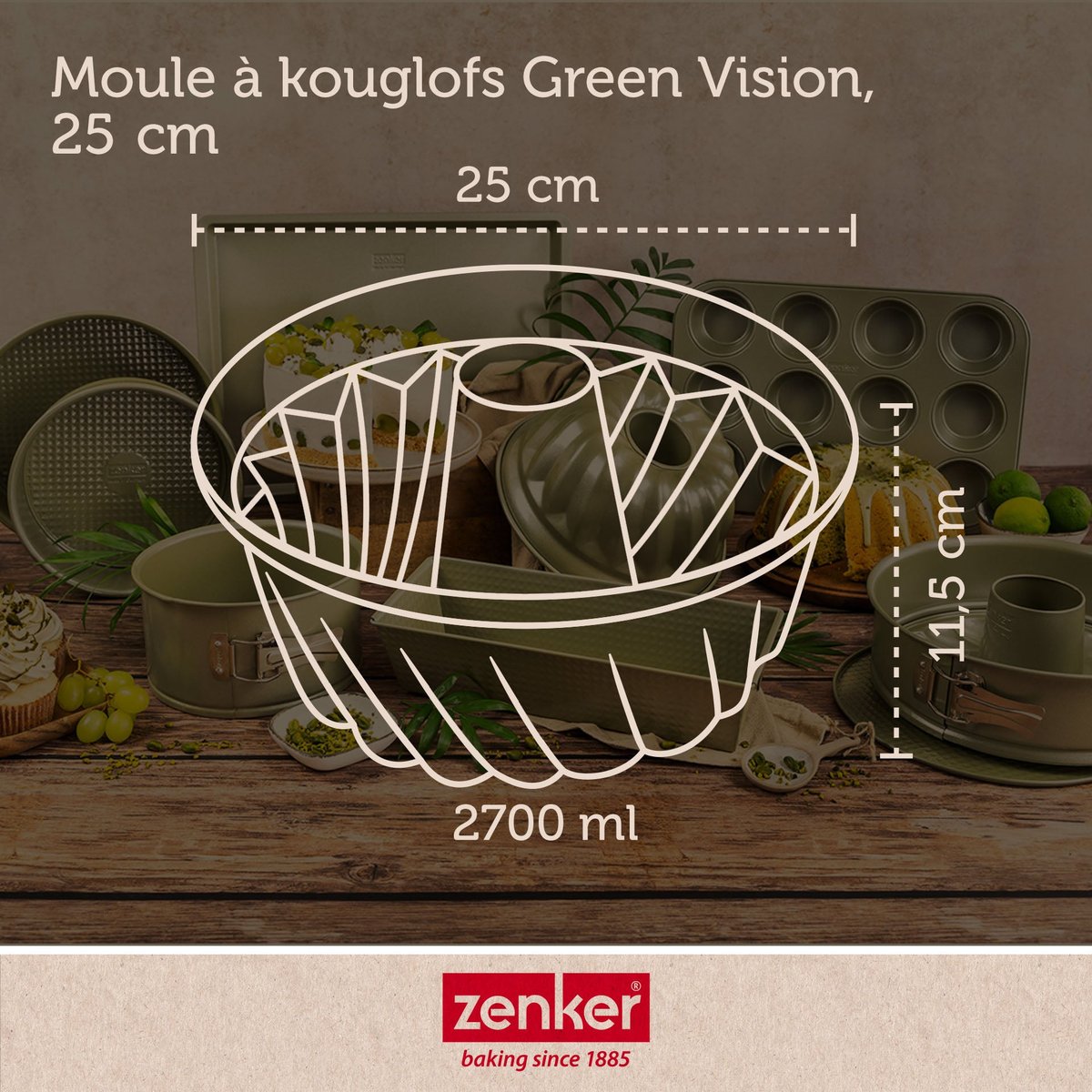 Moule à kouglof GREEN VISION vert, ZENKER