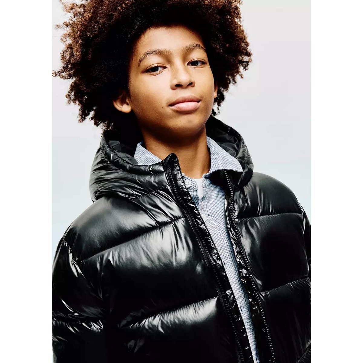 Anorak matelassé brillant noir, MANGO KIDS
