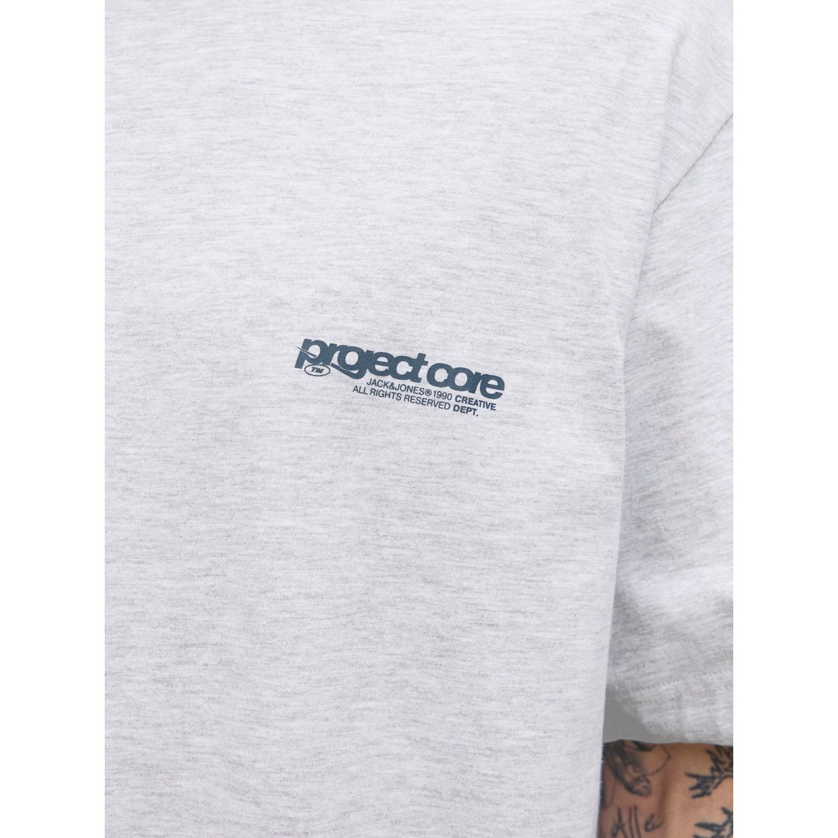 T-Shirt white melange, JACK & JONES