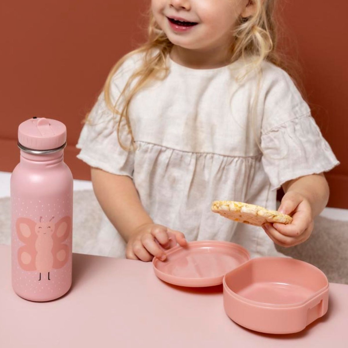 Lot de 2 boîtes à goûter à clip rose, blanc, noir, TRIXIE