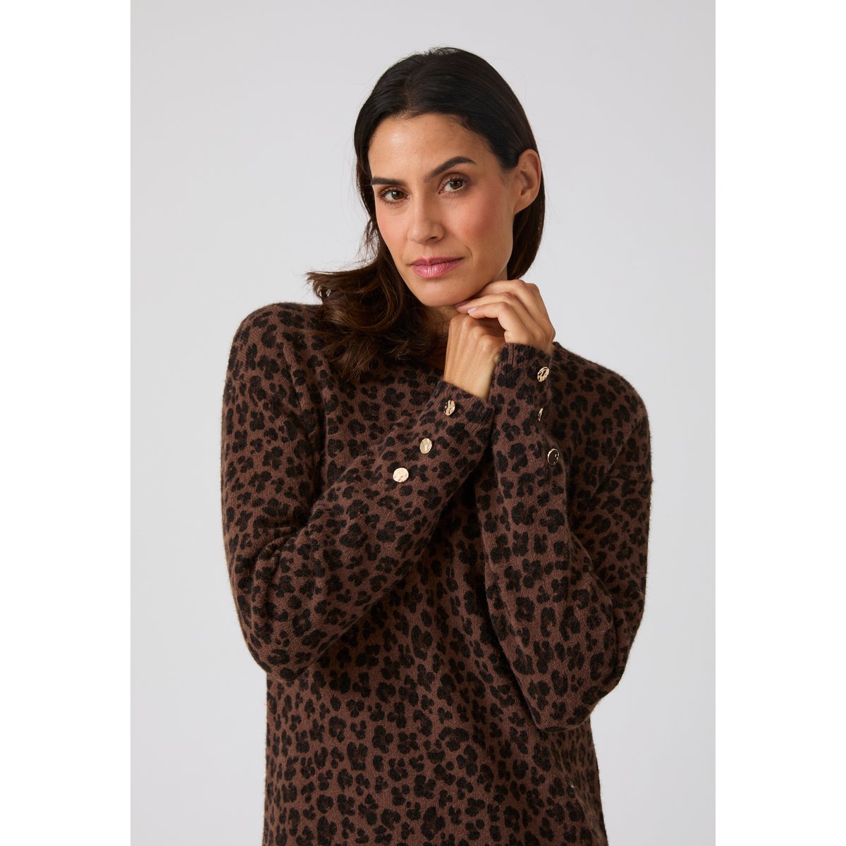Robe-pull imprimé animalier Thermolactyl marron animalier, DAMART
