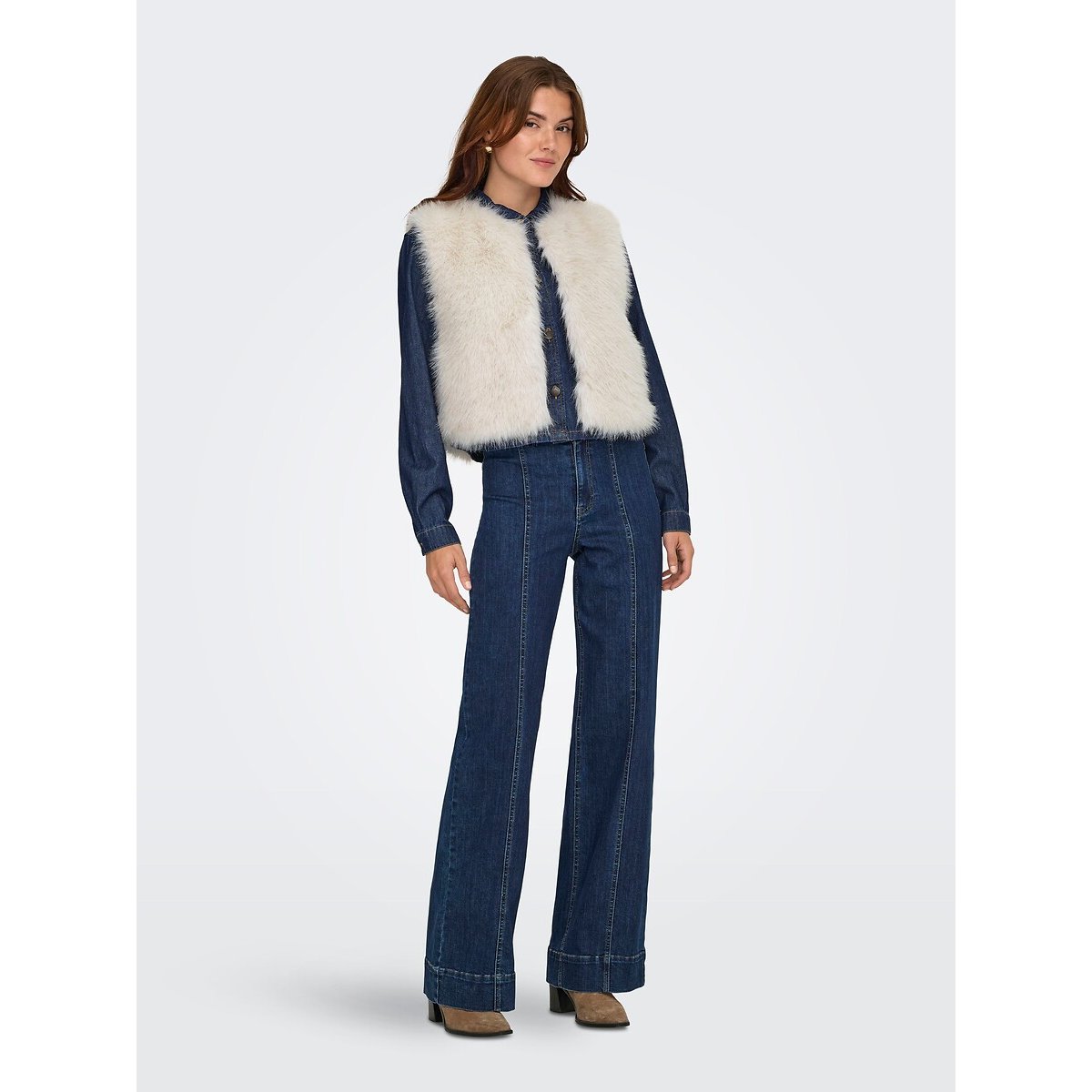 Gilet sans manches duveteux  ecru, JDY