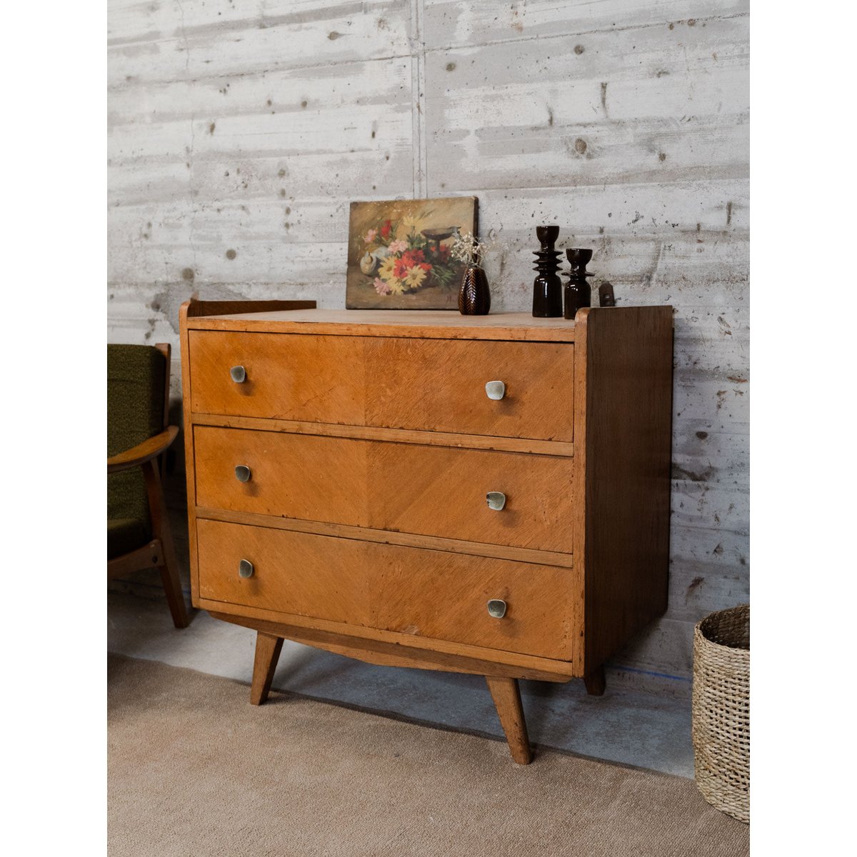 Commode en bois Olga N°458 - Bon état bois clair, DEBONGOUT
