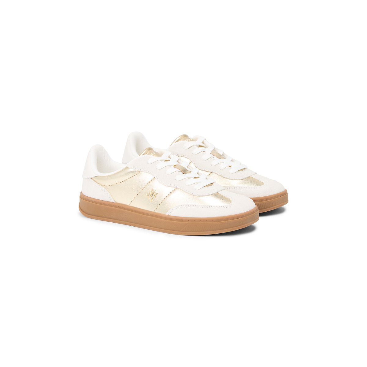 Baskets en cuir Mu Jackie ecru/doré, TOMMY HILFIGER