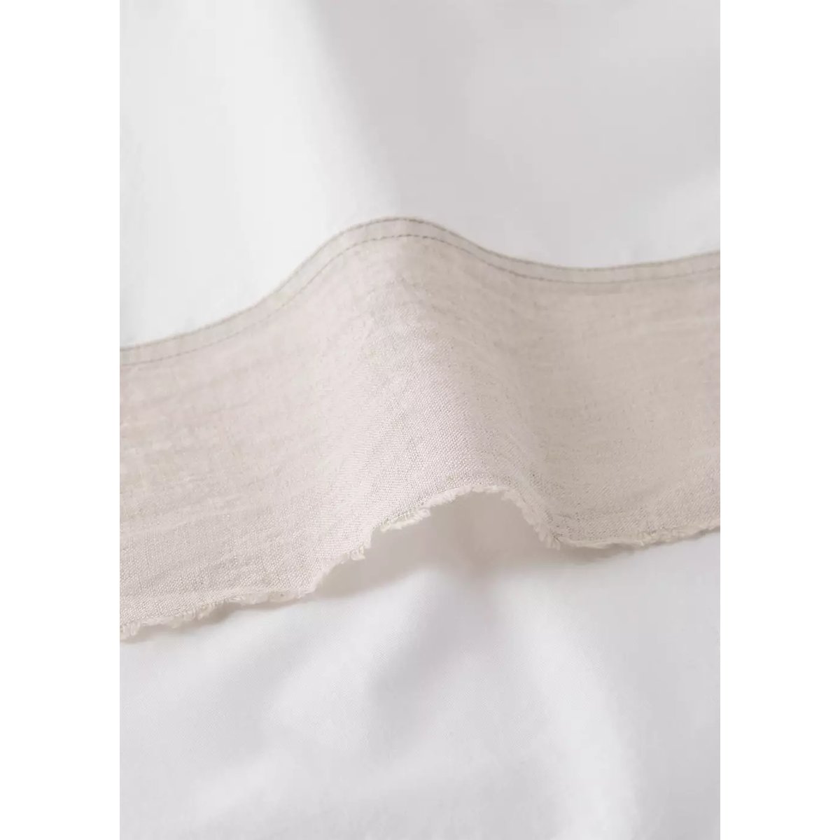 Drap plat coton lavé bord lin lit 150/160 cm sable, MANGO HOME