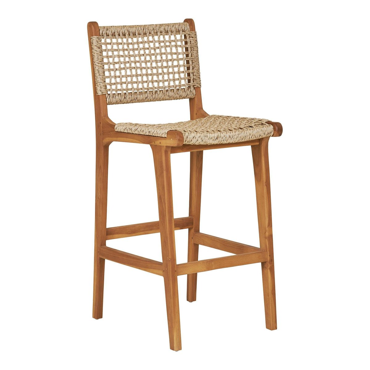 Chaise de bar jardin en teck et résine tressée MENDOZA bois naturel, PIER IMPORT