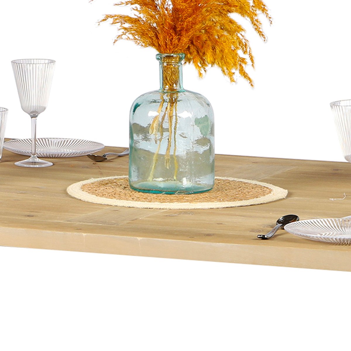 Table salle à manger en bois et métal noir 200x100x75cm bois, WADIGA