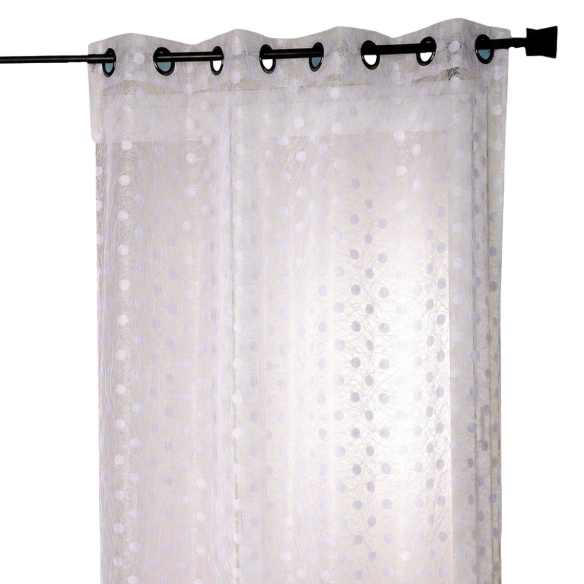 Voilage organza jacquard brodé à petits pois blanc, HOME MAISON