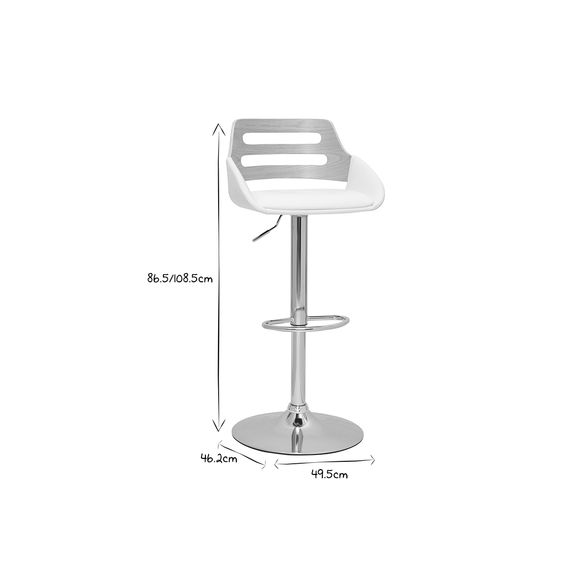 Tabouret de bar design relevable PERNIK blanc, MILIBOO
