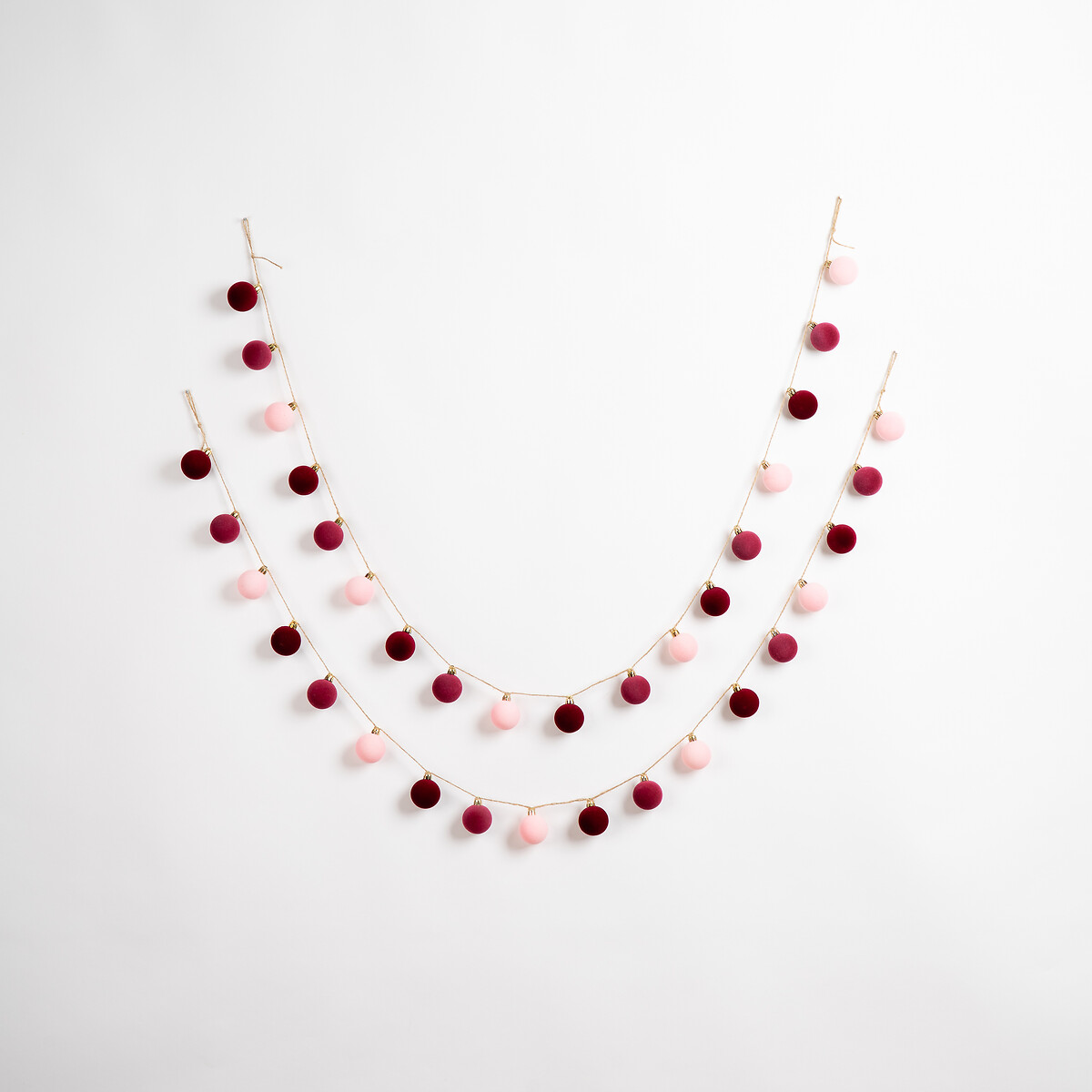 Set of 2 150cm Flocked Bauble Garland pink, SO'HOME
