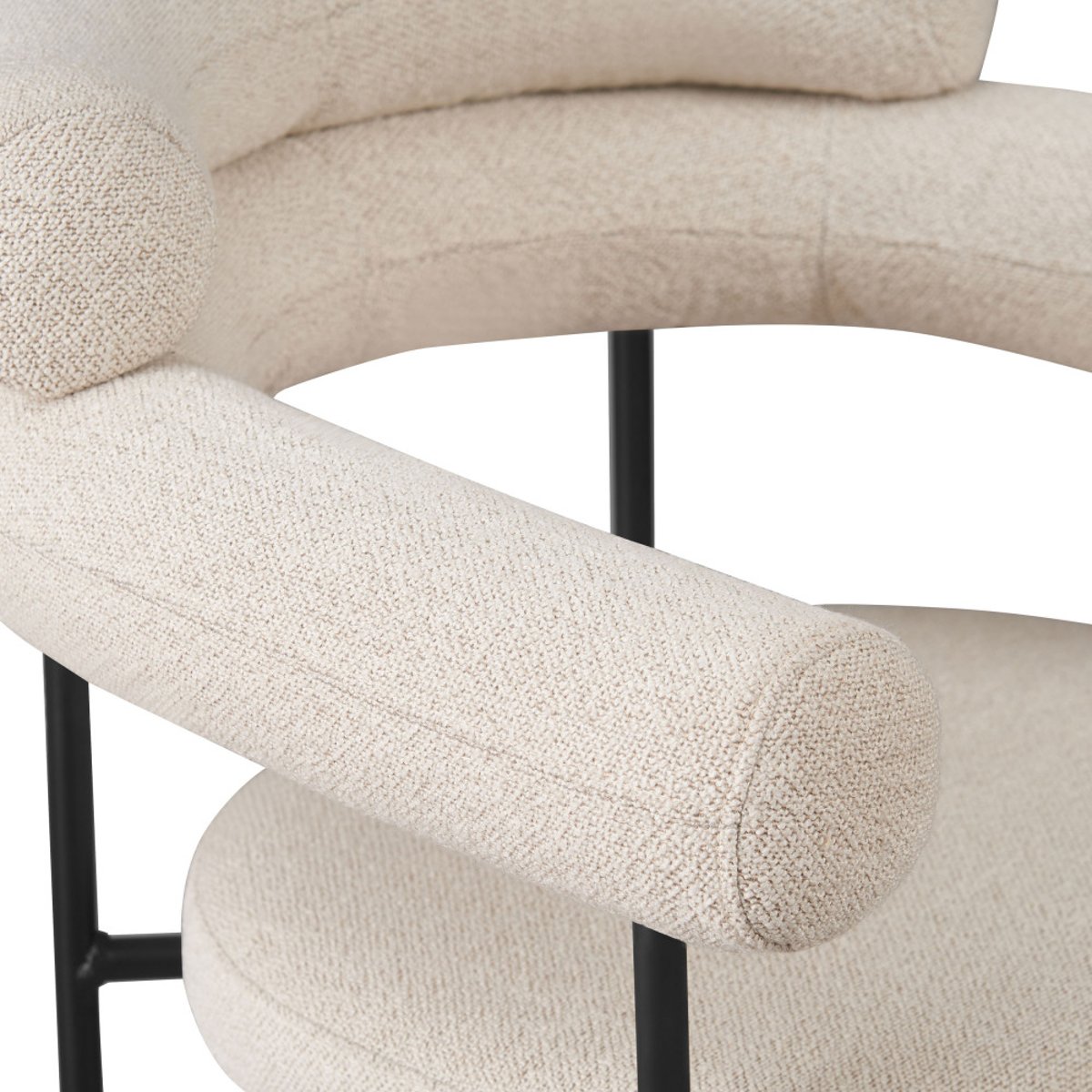 Lot de 2 fauteuils de table en tissu bouclette et métal- NORI écru, DRAWER