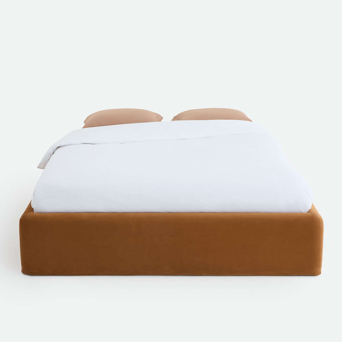 Lit coffre, tissu velours, sommier relevable, BOLEA bronze, LA REDOUTE INTERIEURS