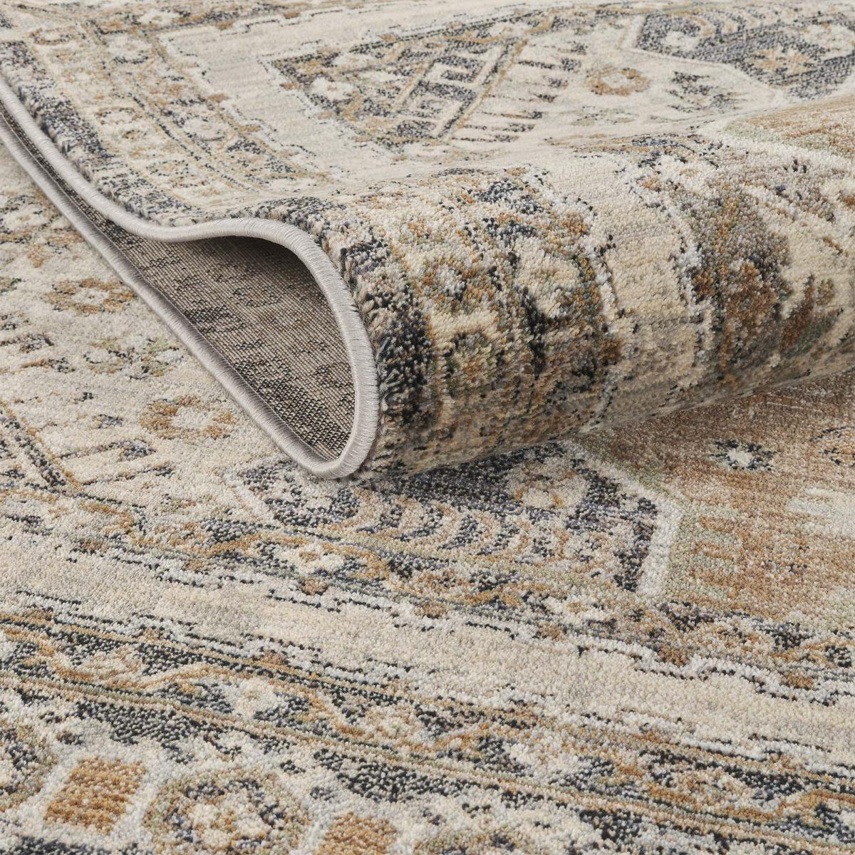 Tapis d'orient, motif oriental authentique, tissé, LYN52 BOUKA beige, crème, gris, UN AMOUR DE TAPIS