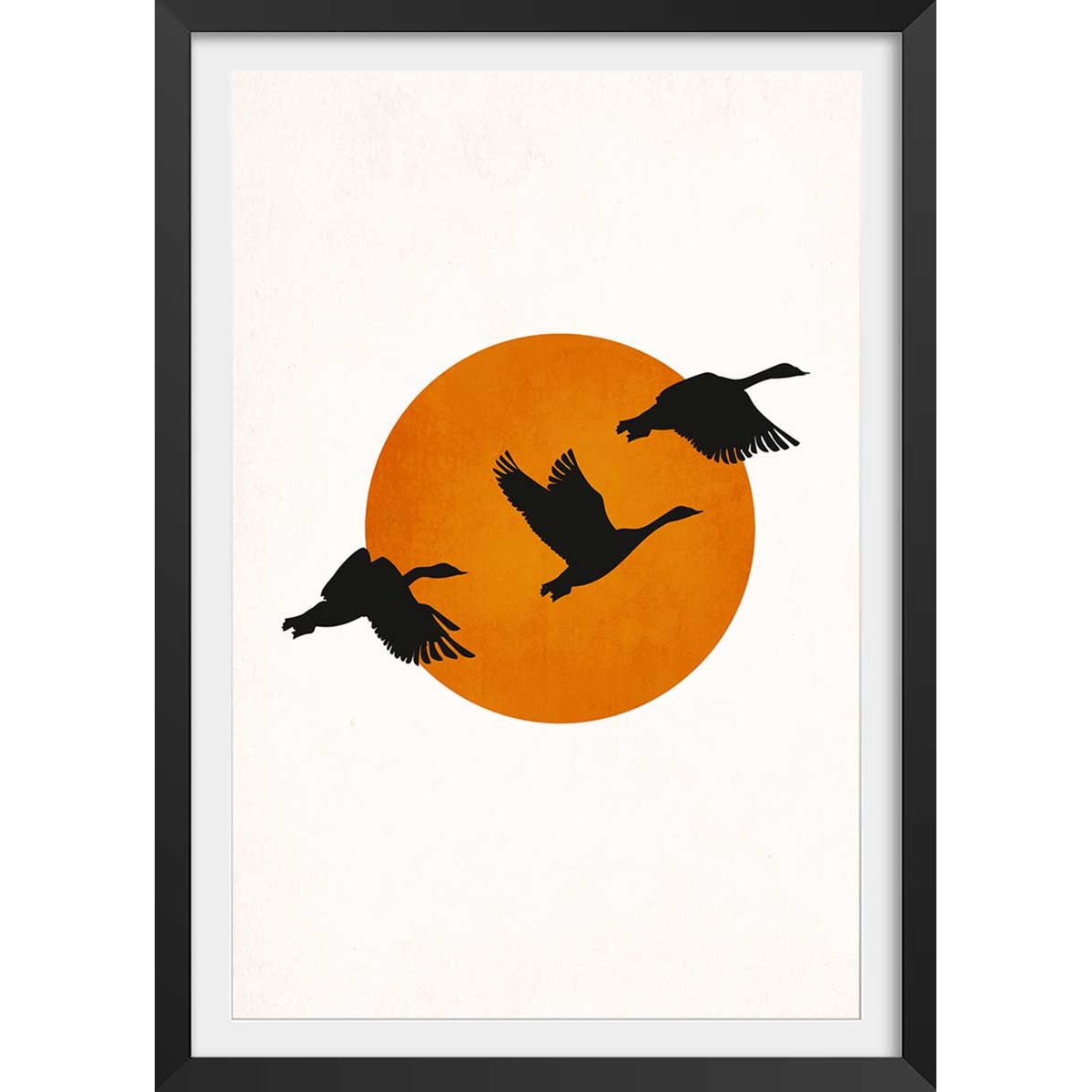 Affiche ""Retour des grues"" affiche + cadre en bois - noir, HEXOA