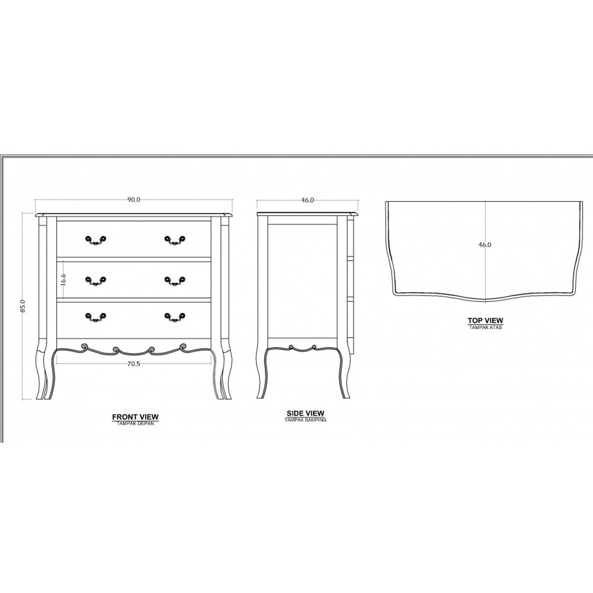 Commode 3 Tiroirs Cassé En Acajou Apolline blanc, AMADEUS