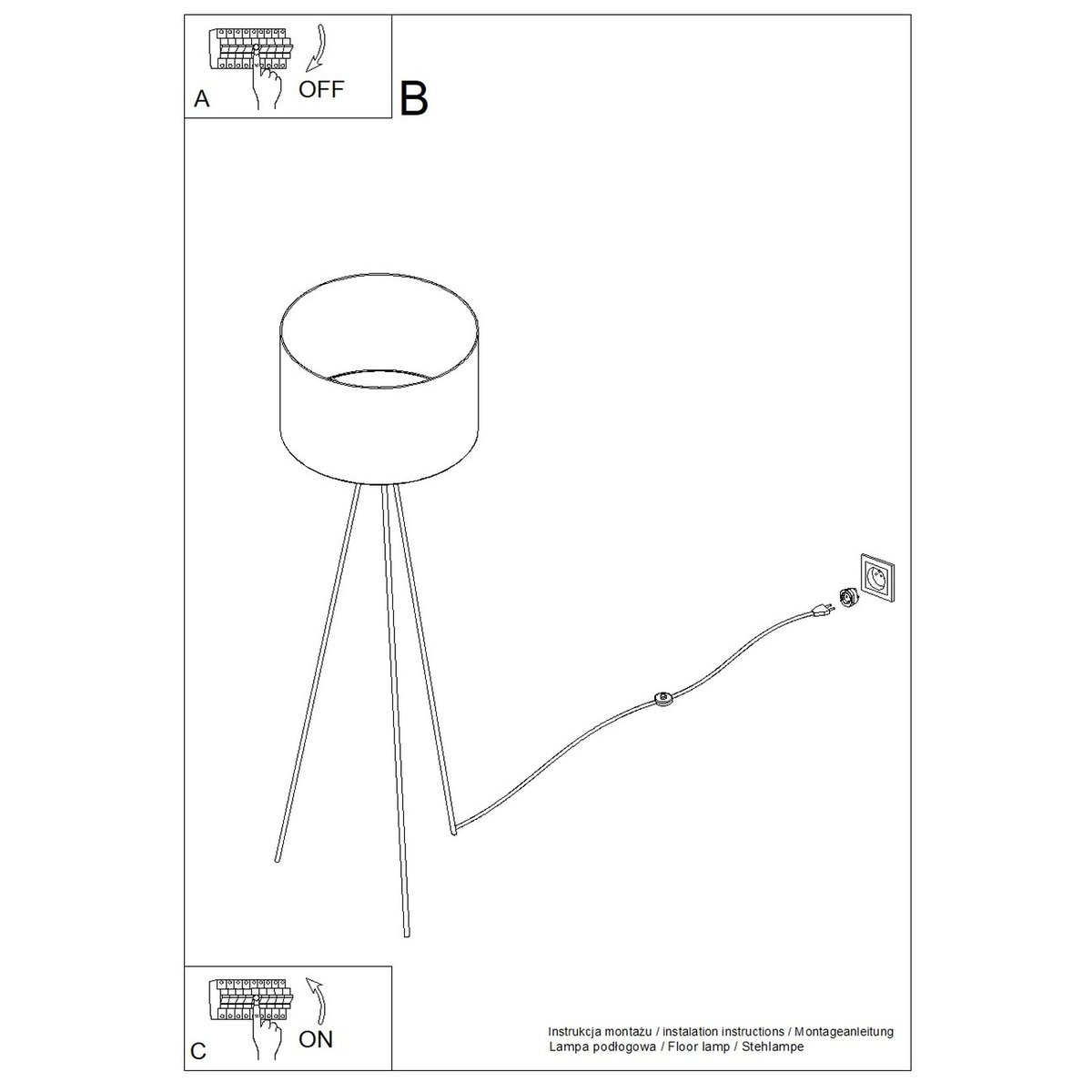 Lampadaire Tissu Taupe E27 1 Nevia taupe, EDEN