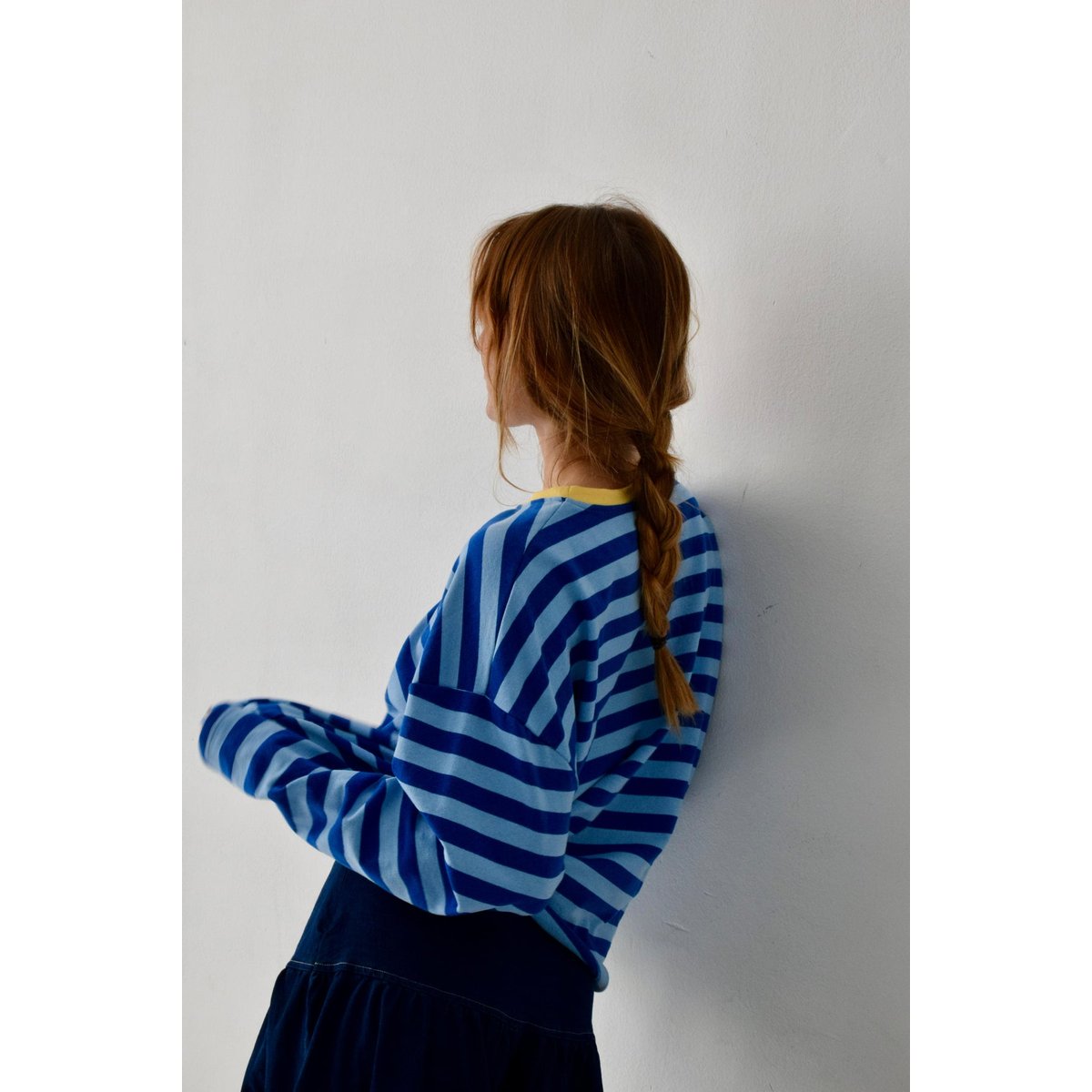T-shirt rayé manches longues NÚRIA bleu marine / bleu ciel, MINDTRAVELER
