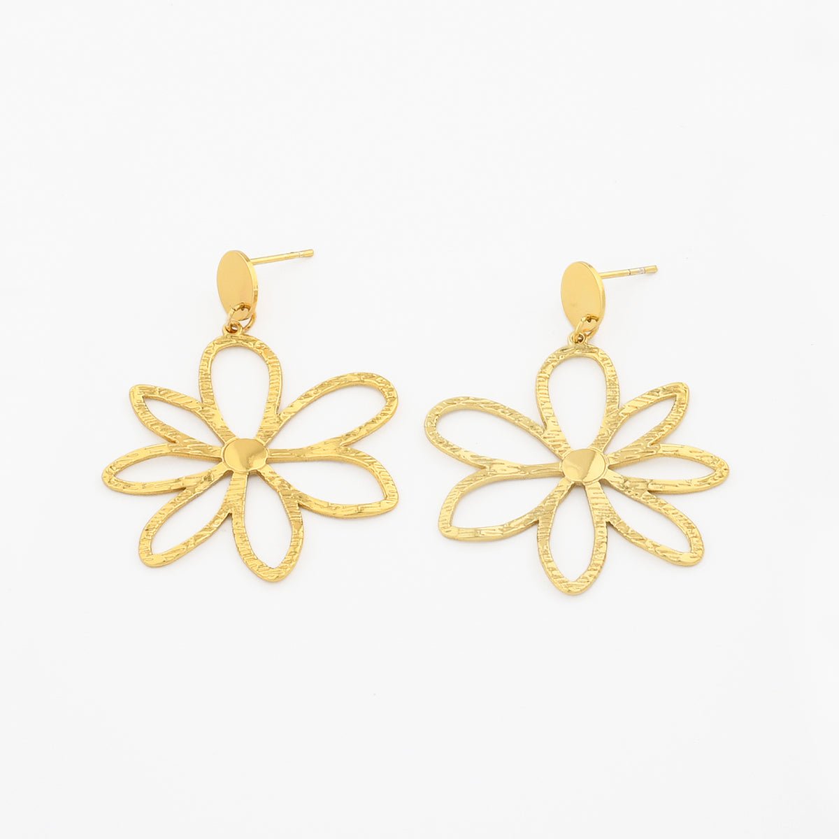 Boucles d'oreilles pendantes fleurs Acier inoxydable doré, BALABOOSTE