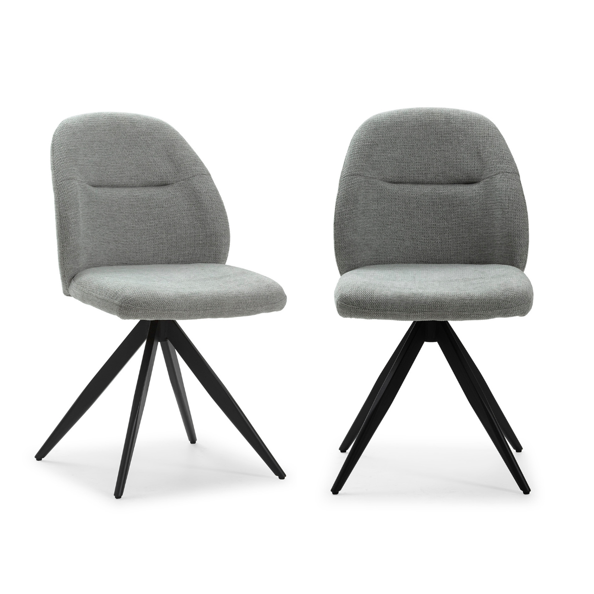 Lot de 2 chaises pivotantes en tissu avec pieds en métal noir L47 cm - TAMARA gris clair, CALICOSY