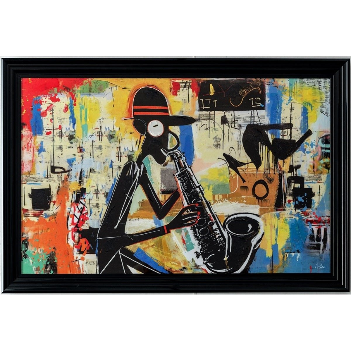 Tableau cadre en bois SAXO MAN multicolore, NOVATREND