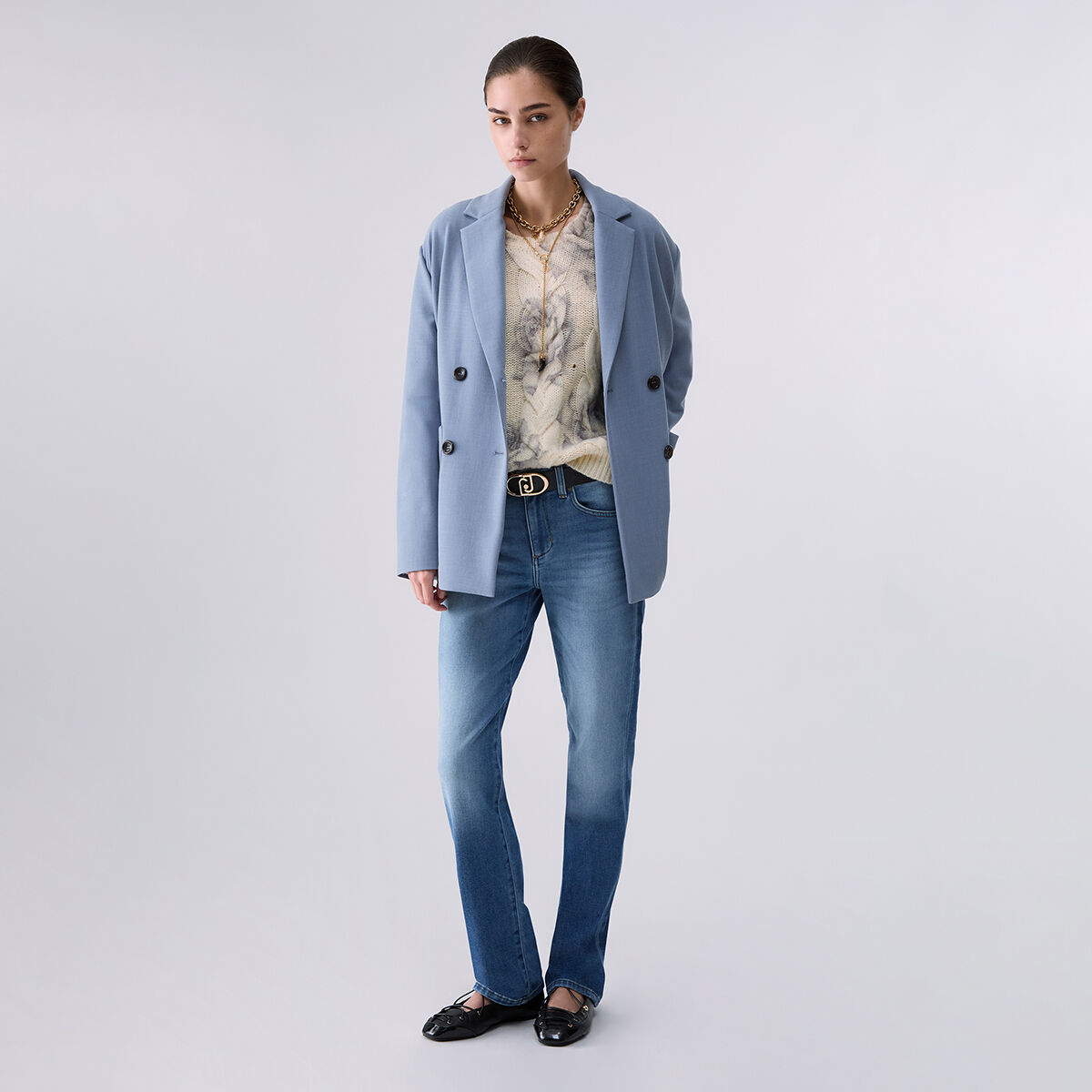 Jean slim taille haute denim clair, LIU JO