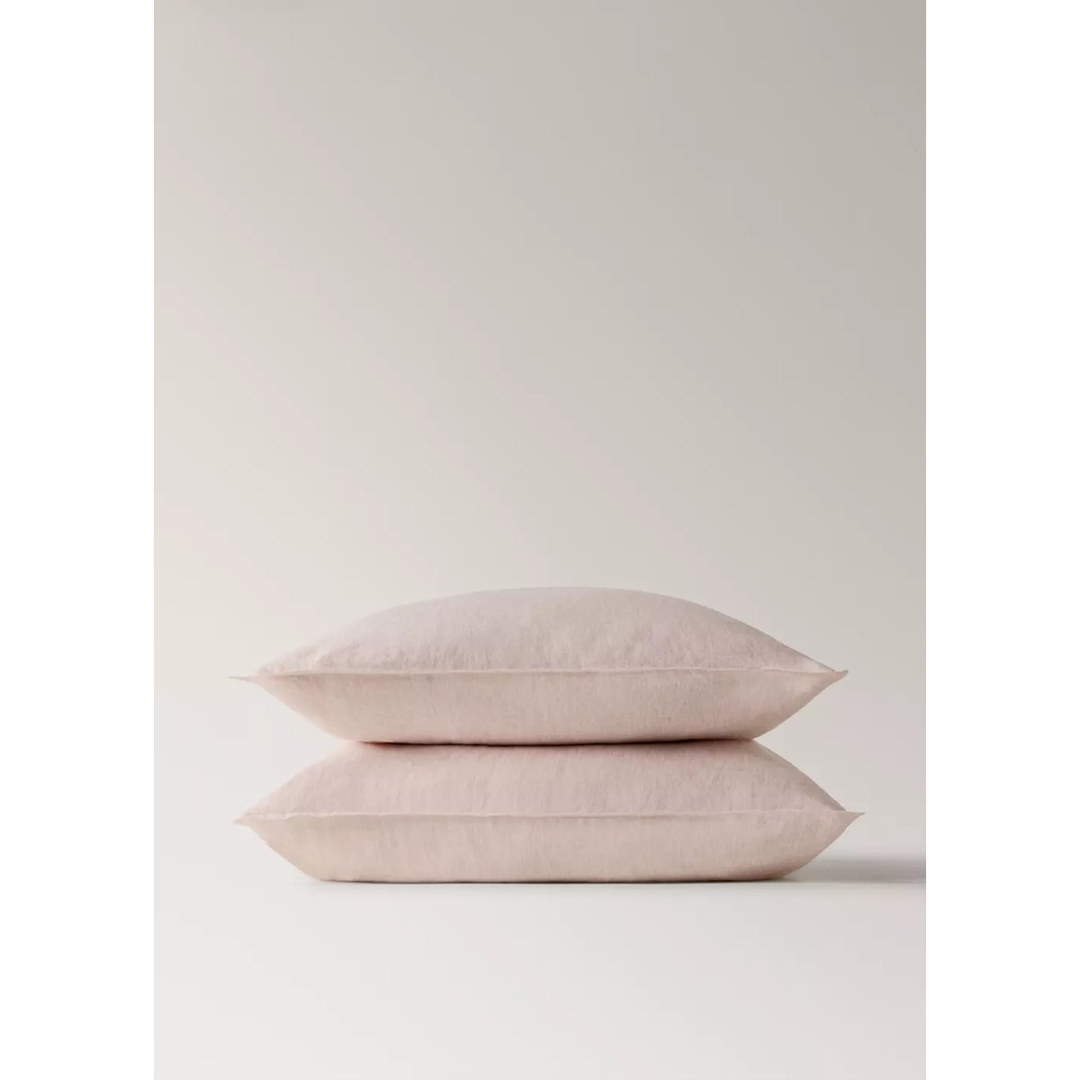 Deux taies d’oreiller 100 % lin mélangé 60x60 cm rose pâle, MANGO HOME
