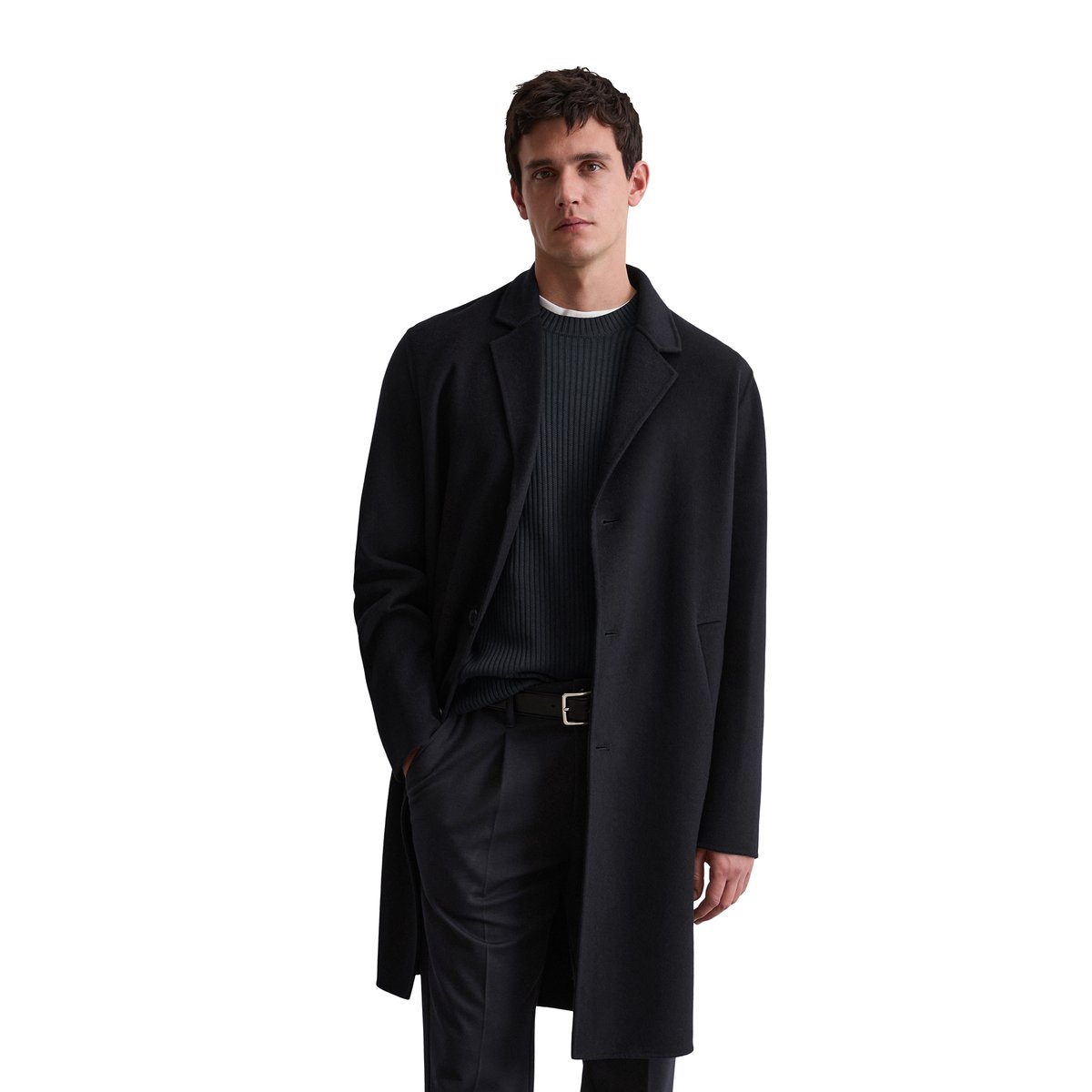 Manteau en laine Travel Collection en double face exclusif bleu foncé, MARC O'POLO