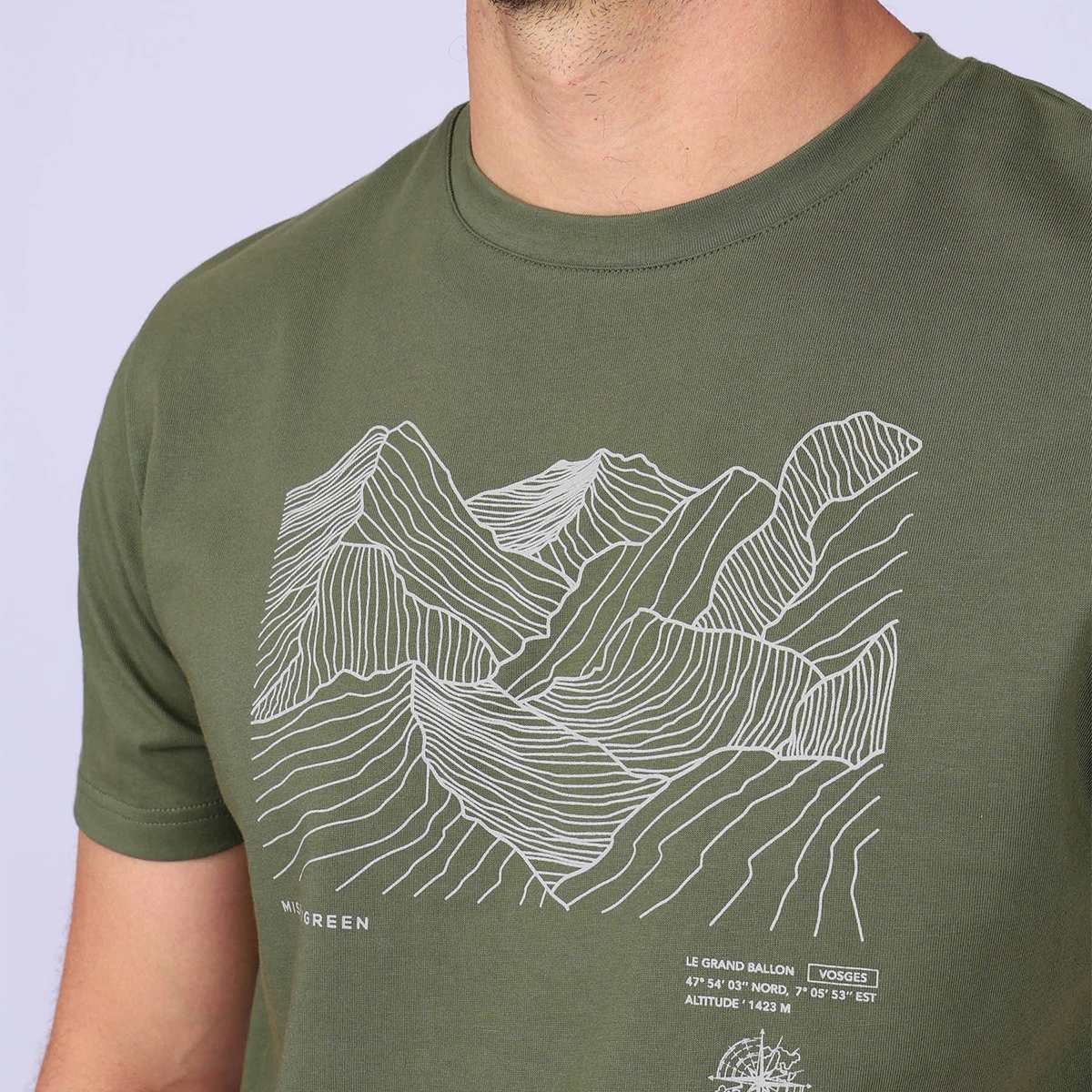 T-shirt imprimé montagne kaki, MISE AU GREEN