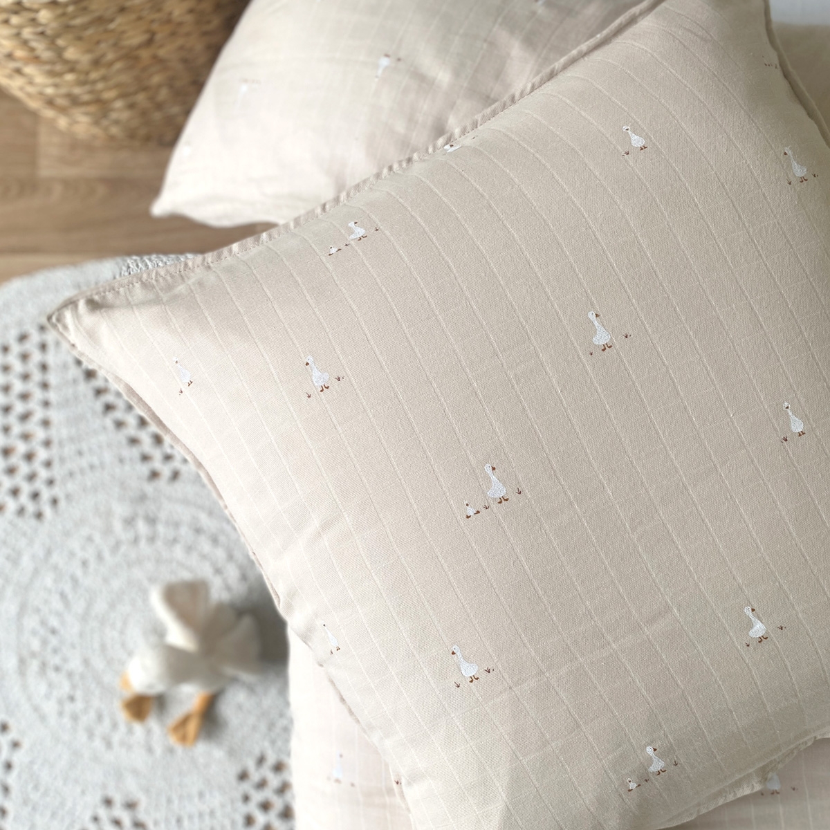 Parure de couette 1 personne gaze de coton bio NILS sable, LITTLE CREVETTE