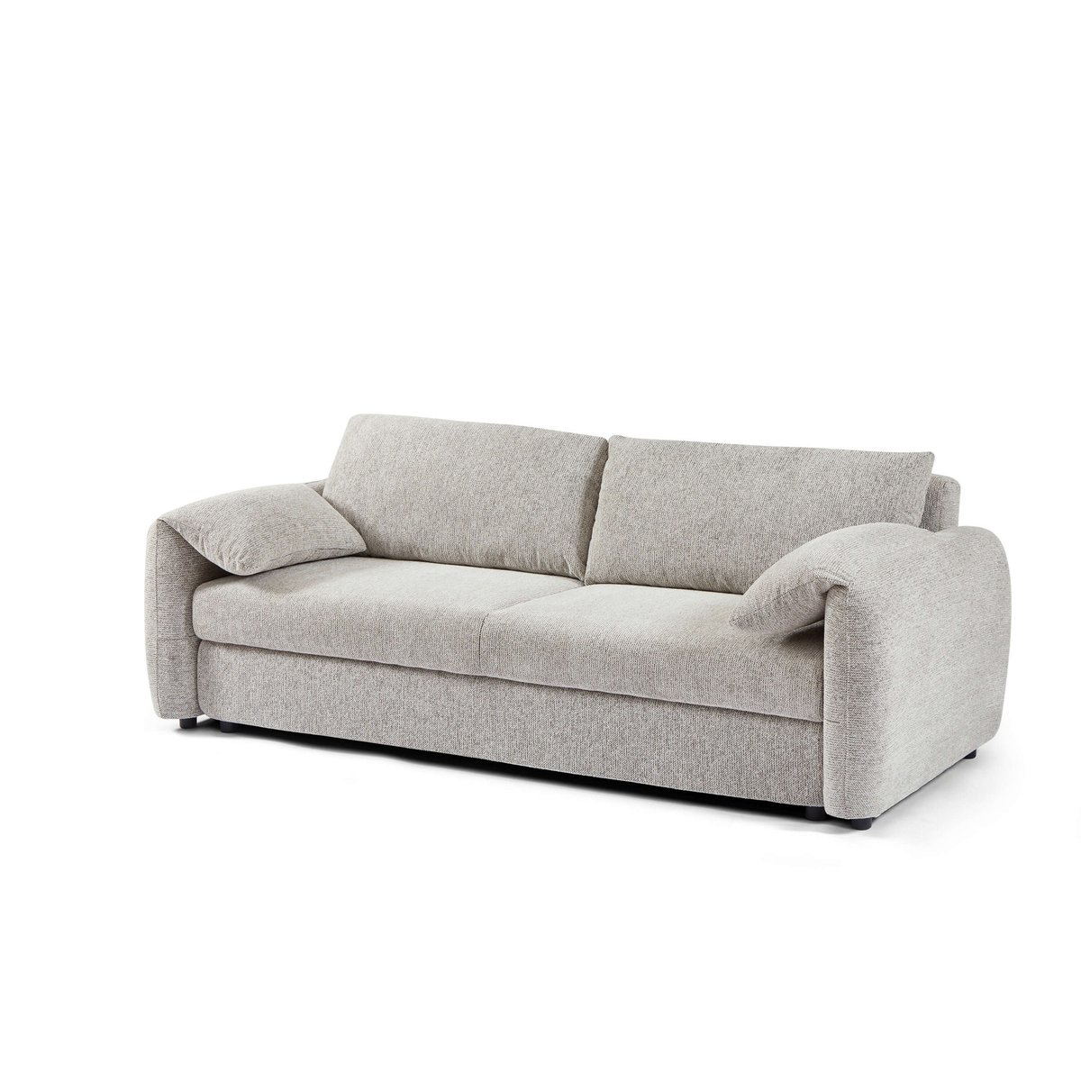 Canapé droit convertible chenille tramé ANGEA beige, BAÏTA