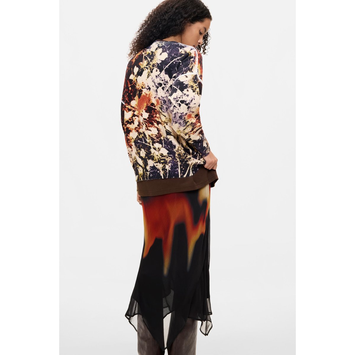 Pull imprimé camouflage jaune, DESIGUAL