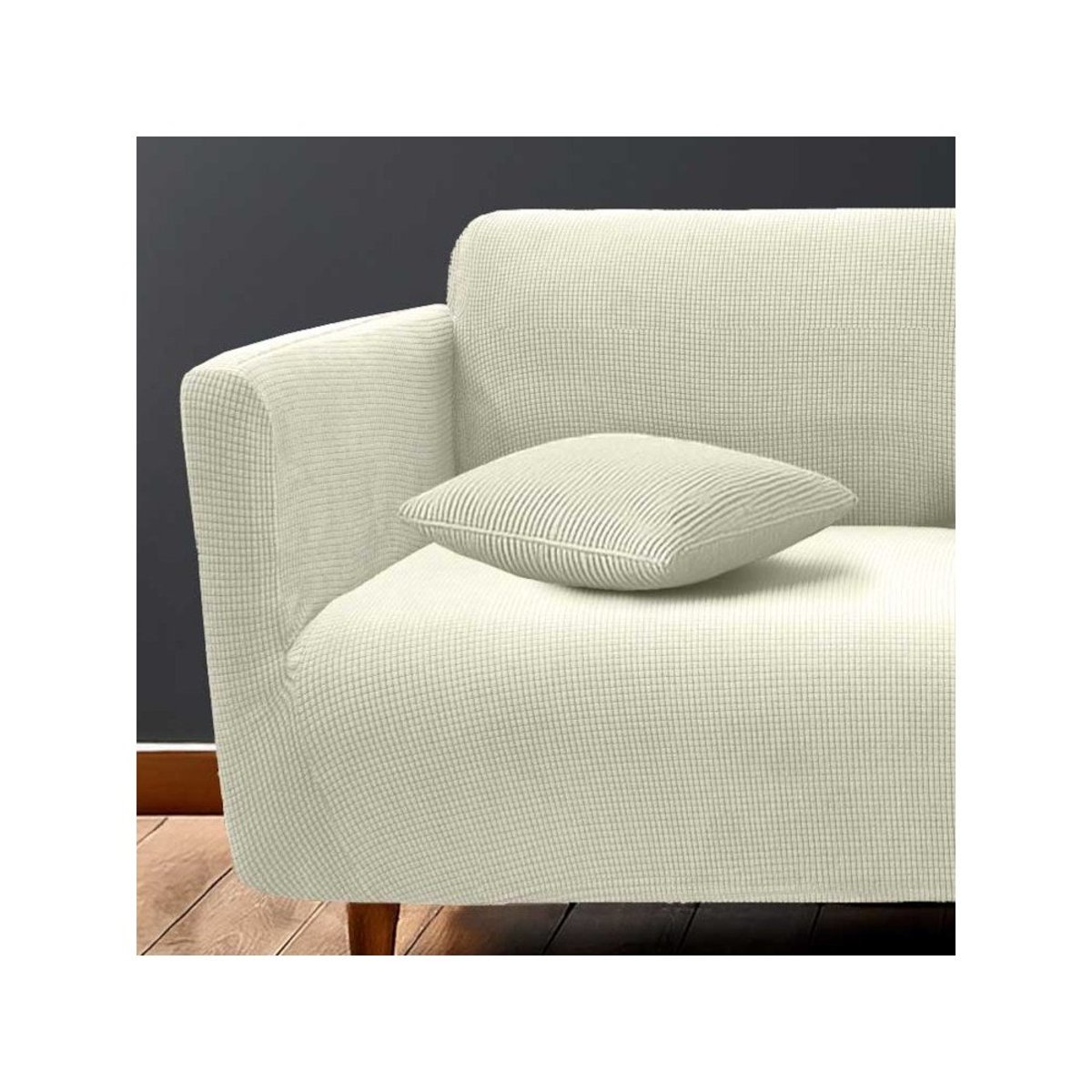 Housse De Canapé Extensible En Polyester Gaufré Coloris Noir blanc, DECORATIE