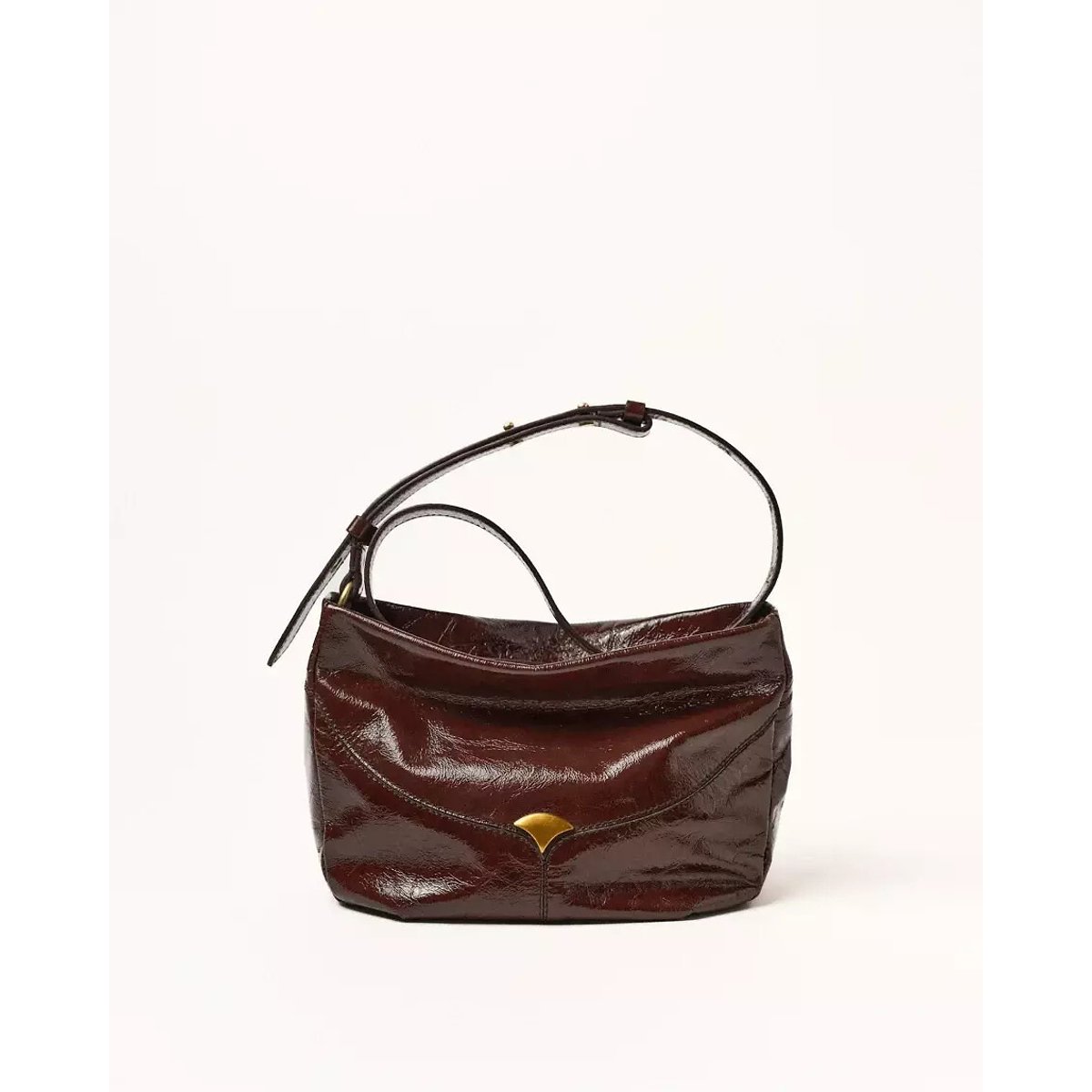 Sac bandoulière en cuir verni, DIVILIO S moka, SESSUN