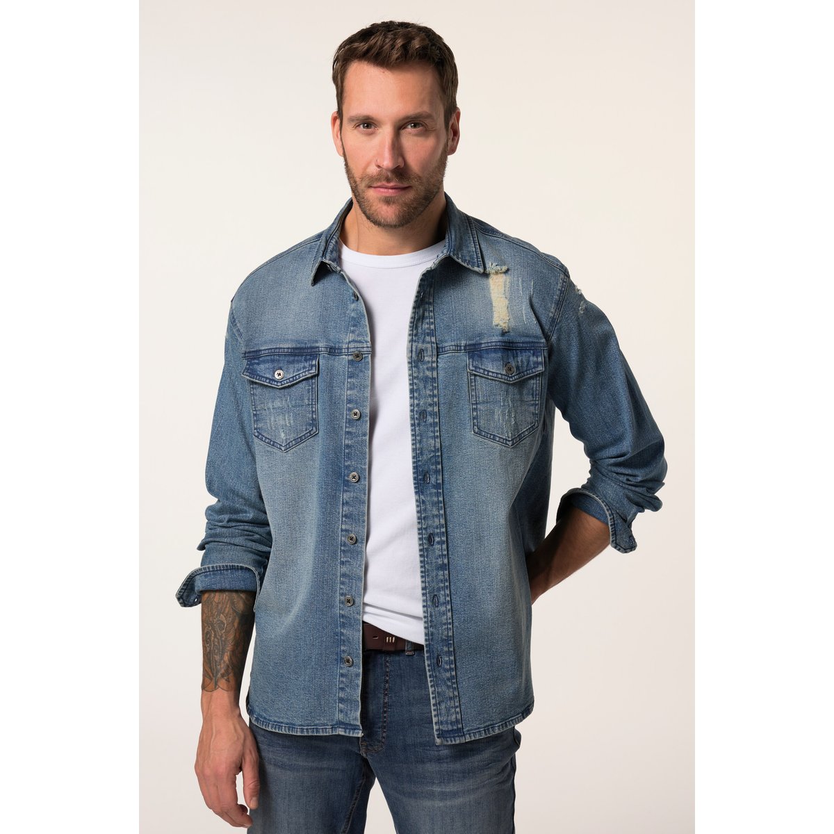 Chemise en jean FLEXNAMIC®, tissu denim bleu jean, JP1880