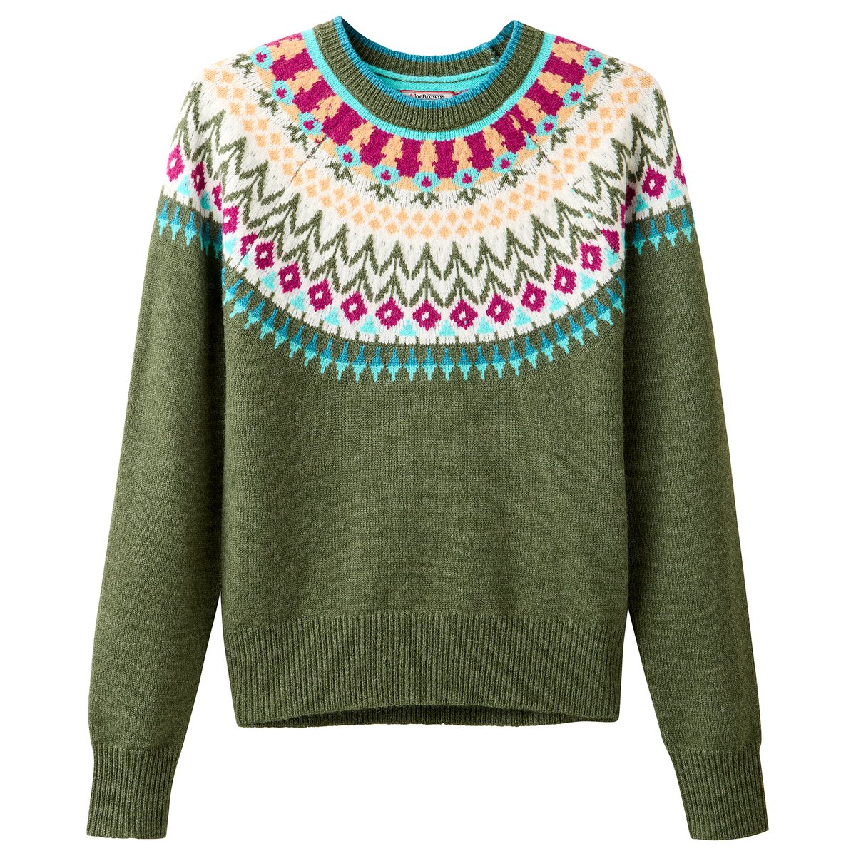 Pull Jacquard Fair Isle Fleuri Tilly vert, JOE BROWNS