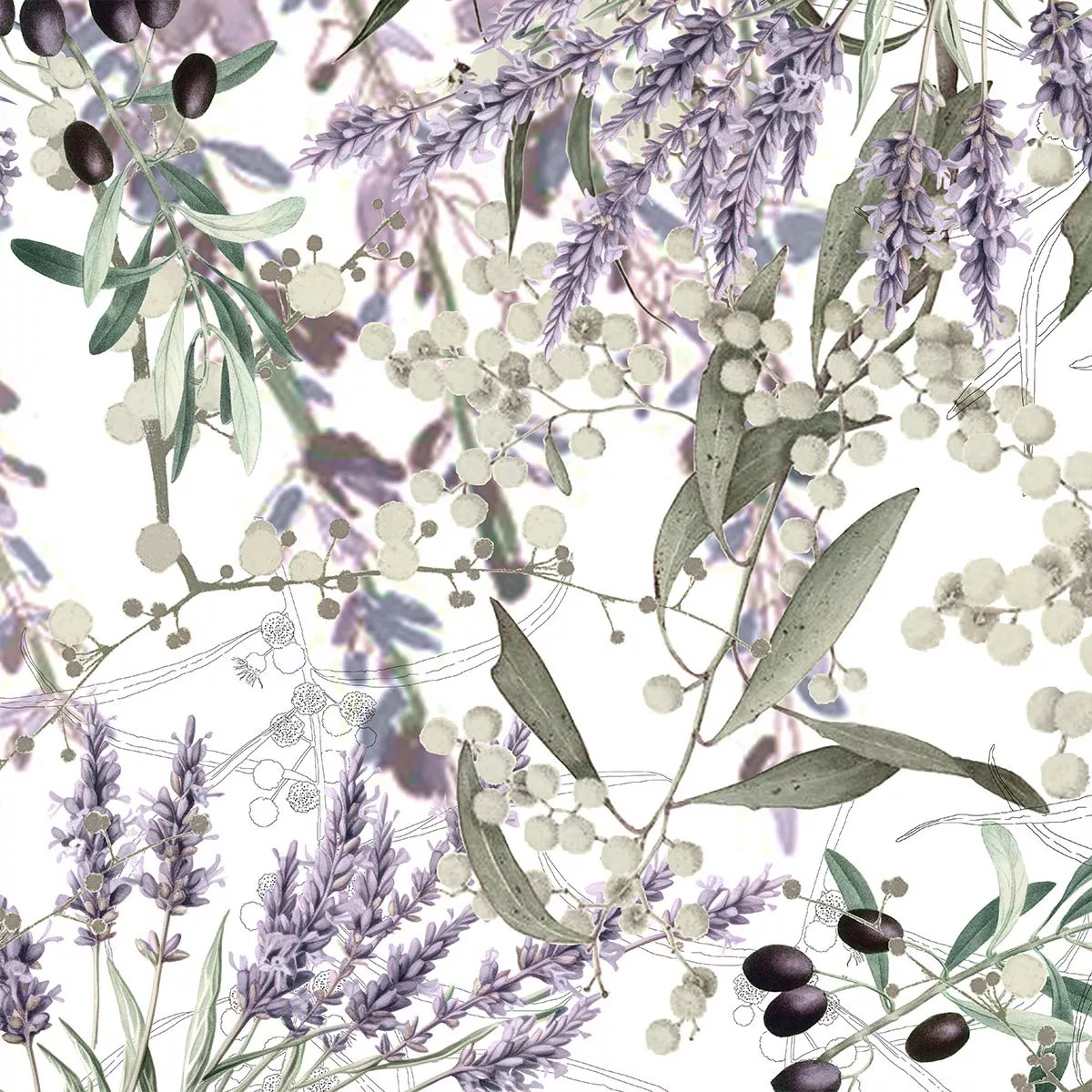 Serviette lin & coton lavé PARFUM DE LAVANDE mauve, GARNIER THIEBAUT