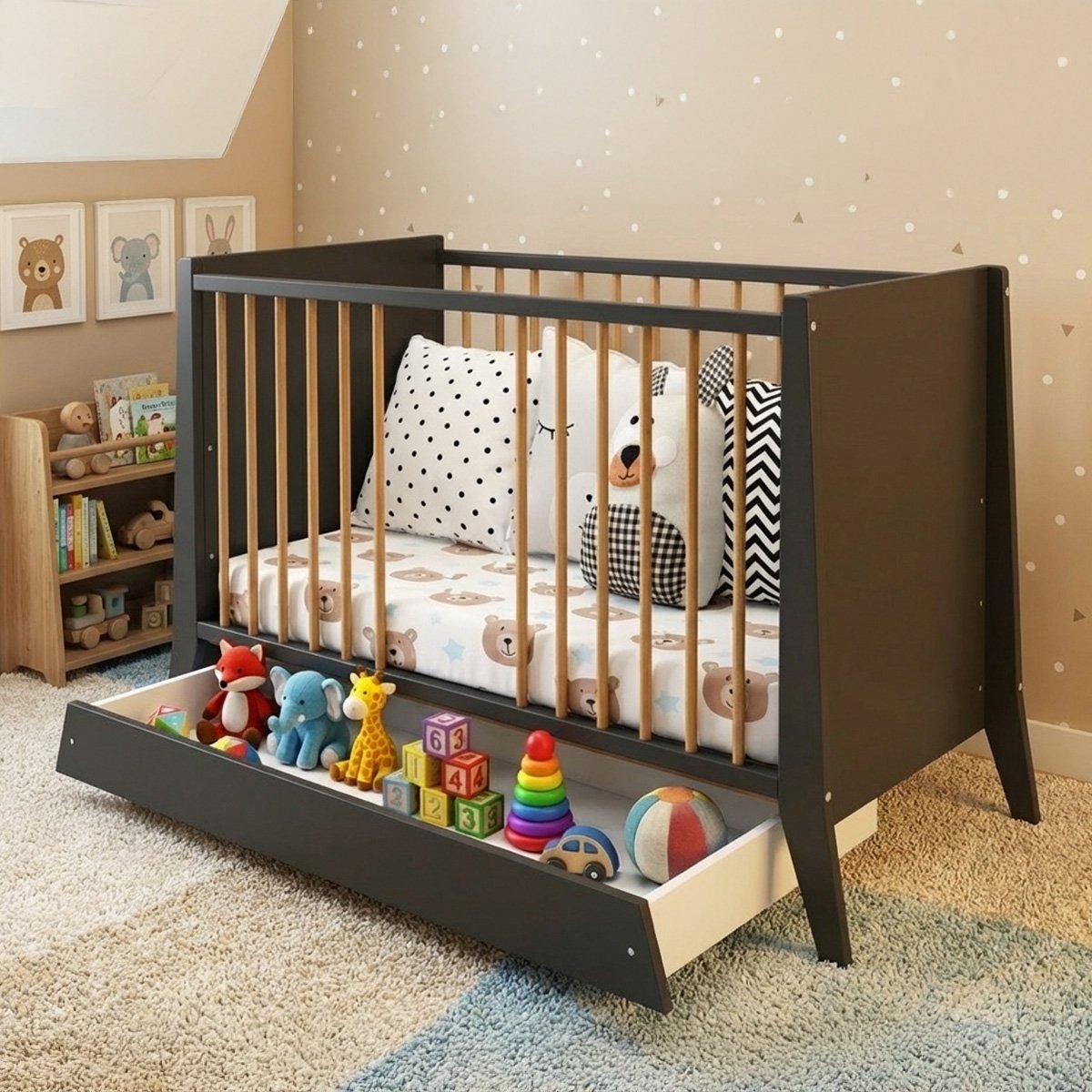 Lit bébé évolutif Timeo - Espace qui grandit gris, MINEA
