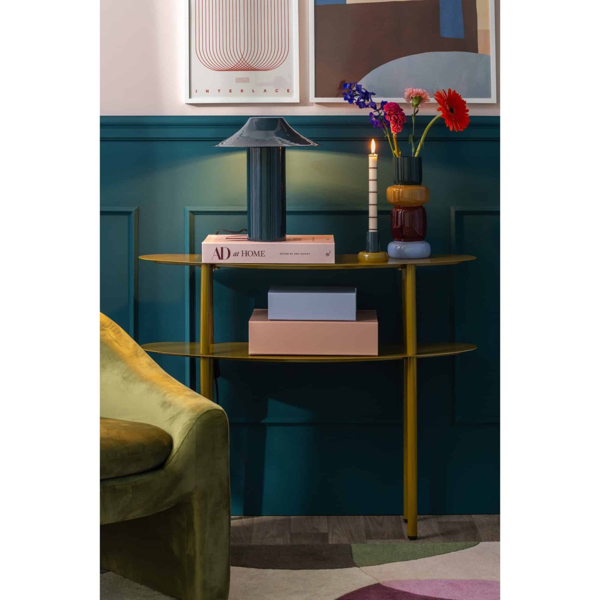 Lampe De Table Métal CATANIA TRAPEZE bleu, LEITMOTIV