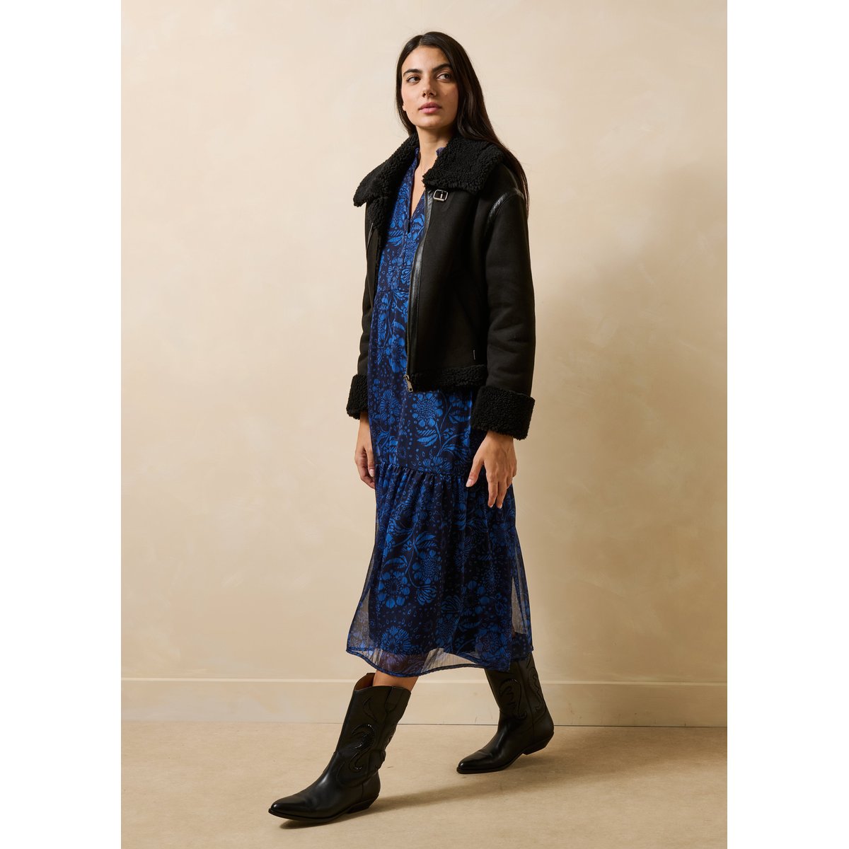 Bottines en cuir style western noir, LA FEE MARABOUTEE