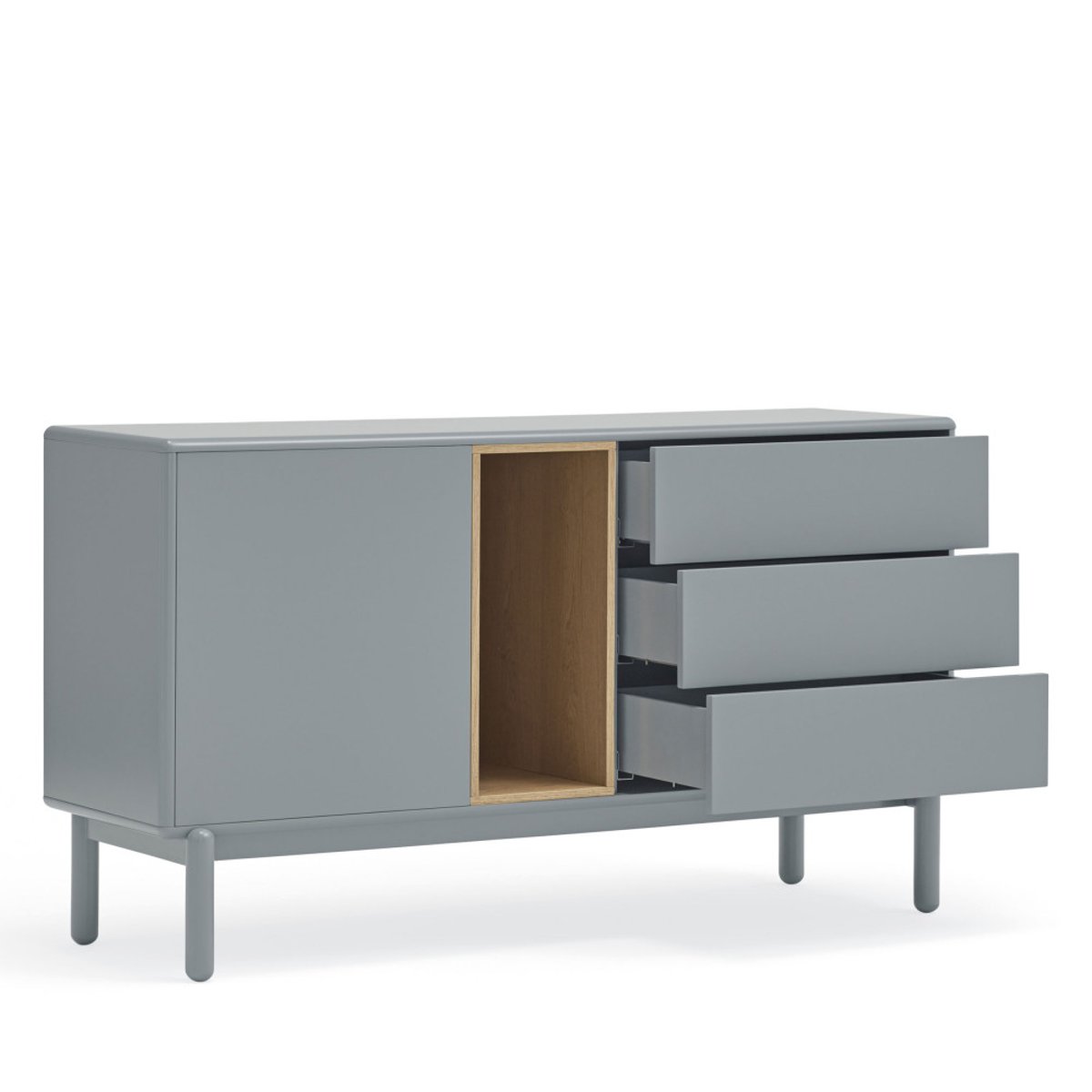 Buffet 1 porte 3 tirois en bois L136,8cm- CORVO gris clair, TEULAT