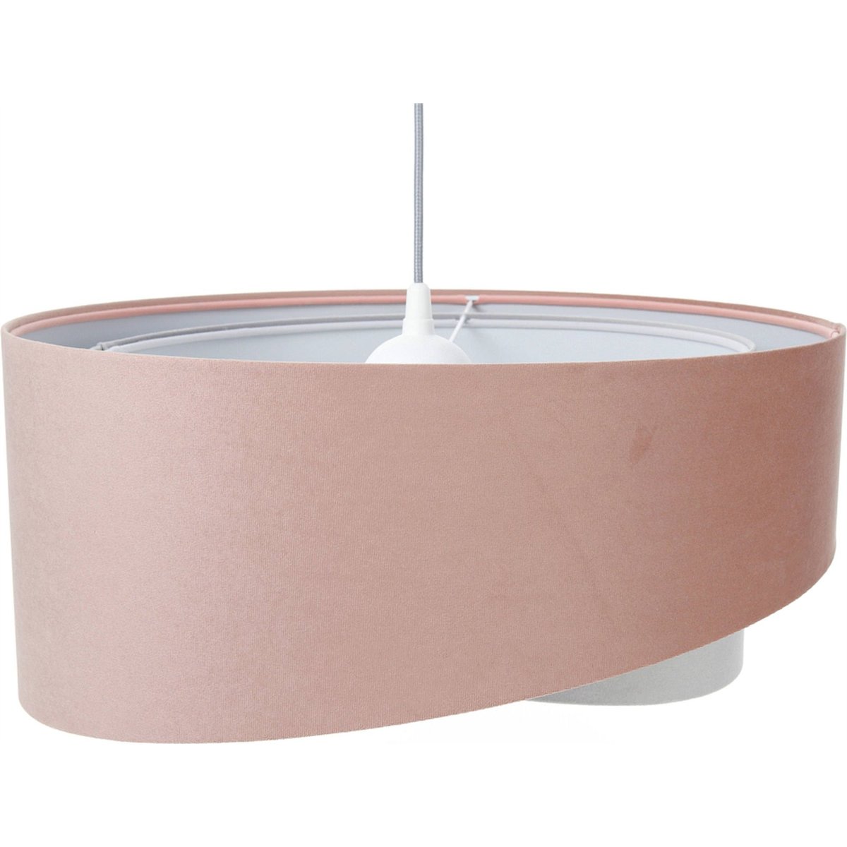 Suspension ronde en velours Jasmin bebe rose poudré et gris clair, BPS KONCEPT